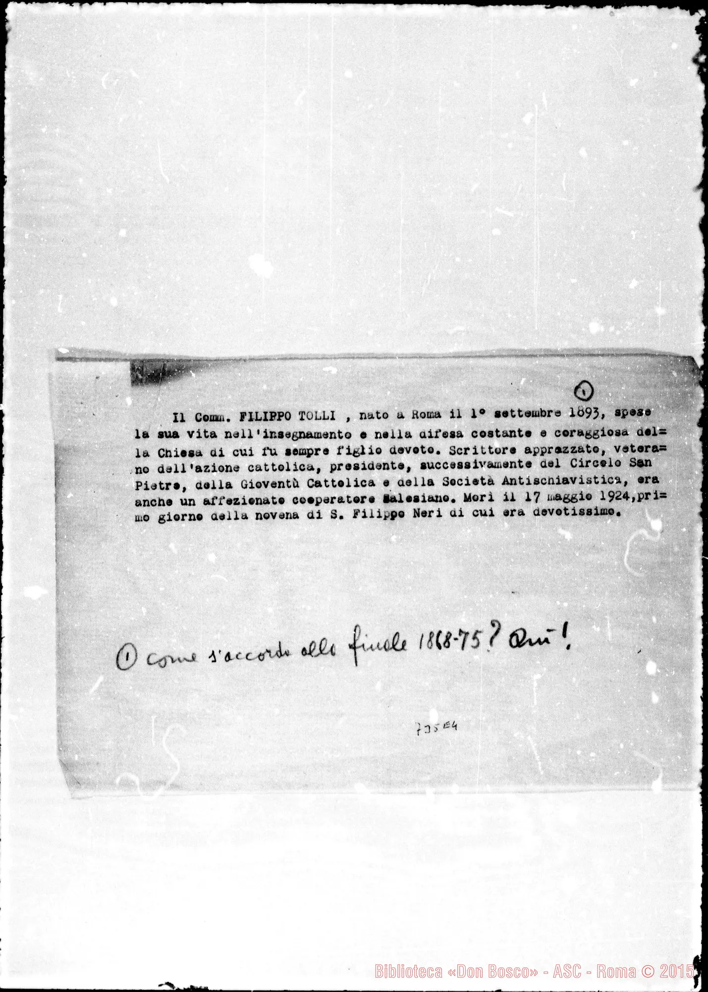 Fotogramma E 4 — Tolli Filippo, comm. Relazione