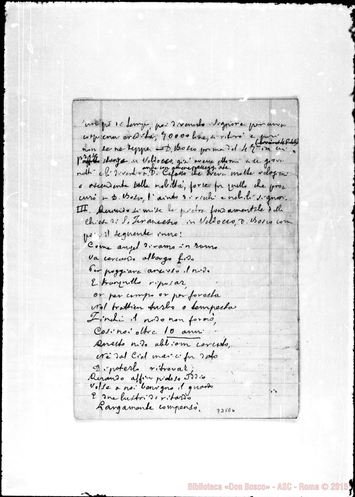 Fotogramma E 6 — Tomatis Carlo, professore. Memorie relative A D. Bosco