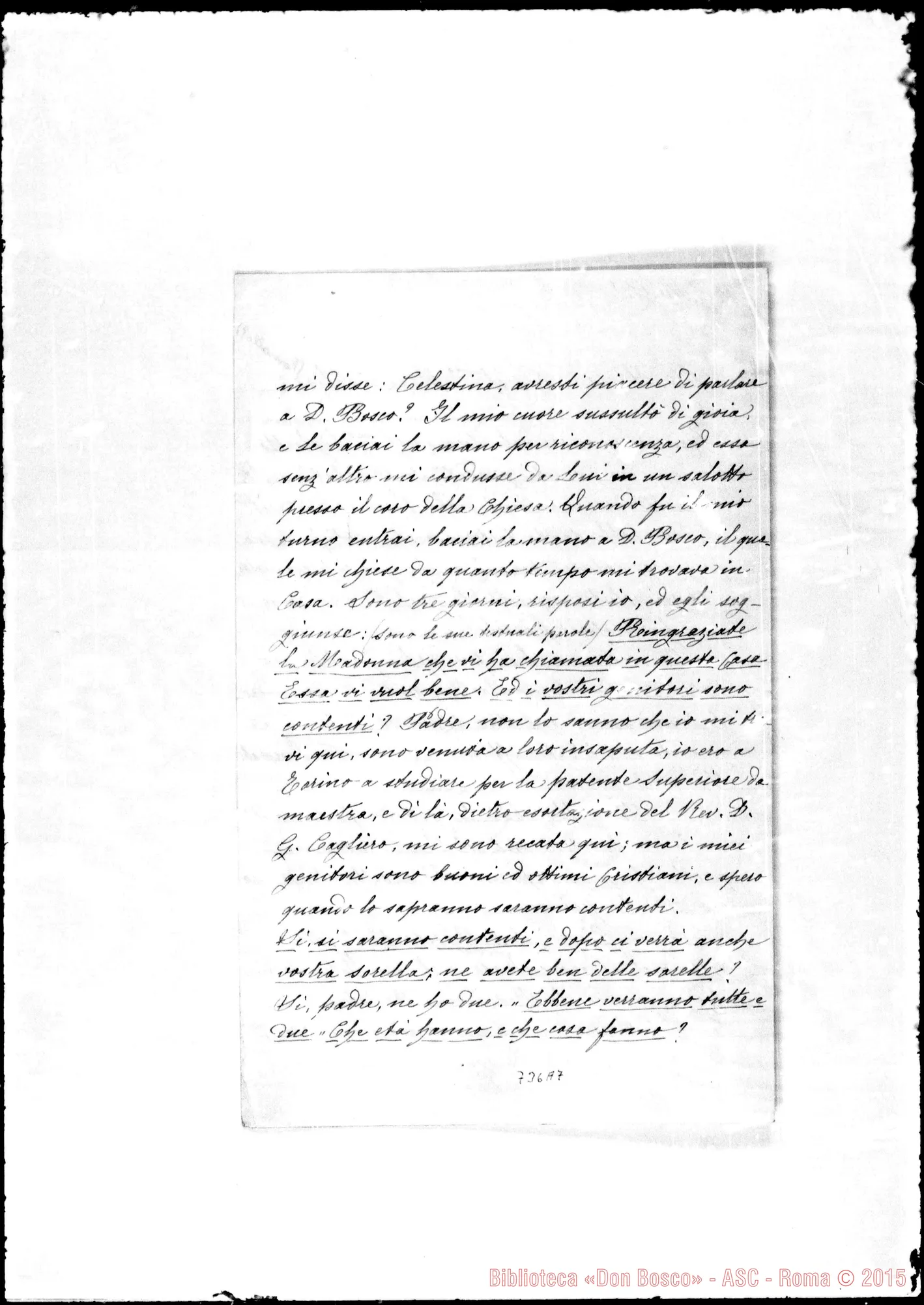 Fotogramma A 7 — Torretta Celestina, suora F.M.A. Lettera A Madre Elisa Roncallo