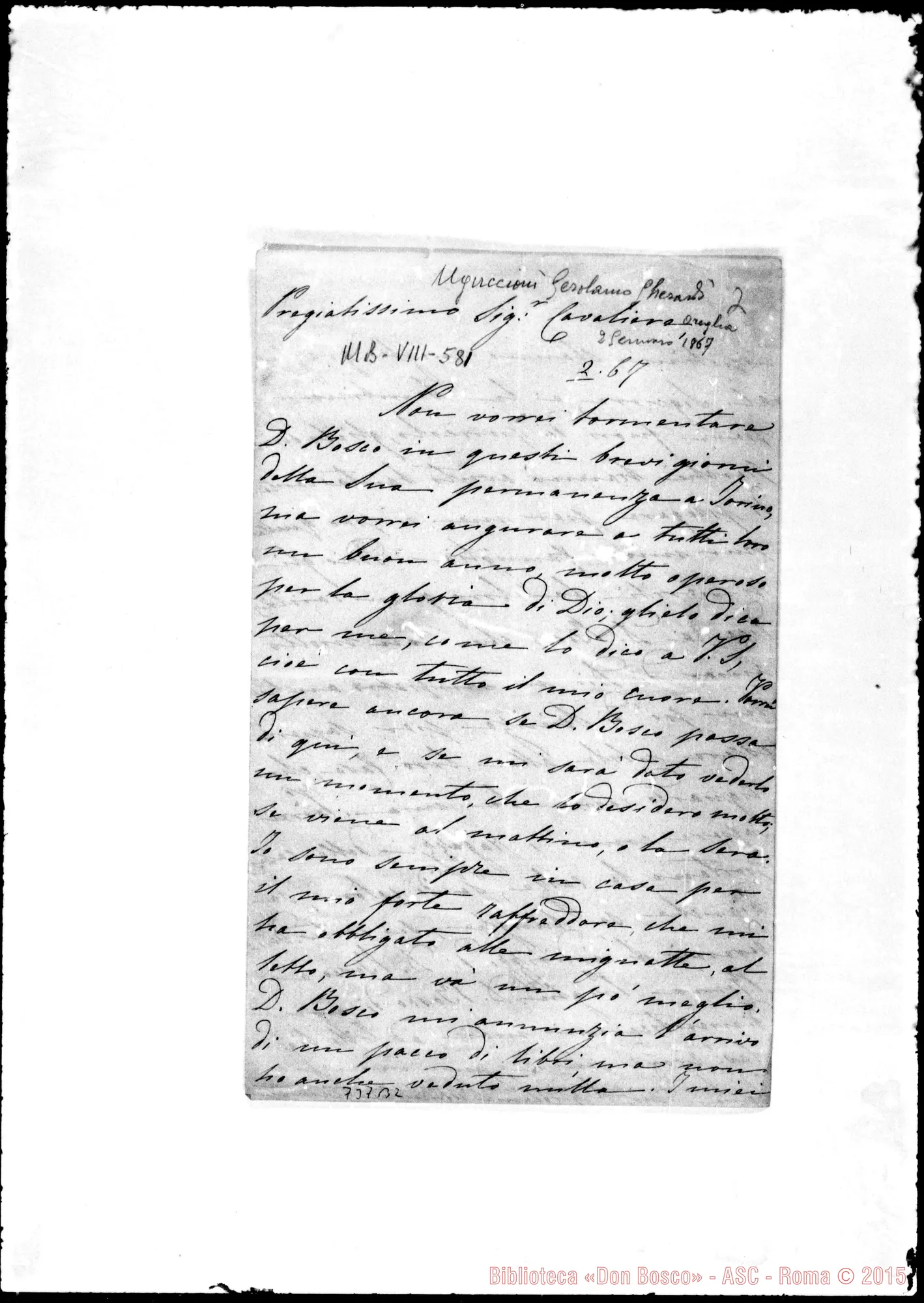 Fotogramma B 2 — Uguccioni Gherardi Girolama, marchesa. Lettere: Al Cav. Oreglia