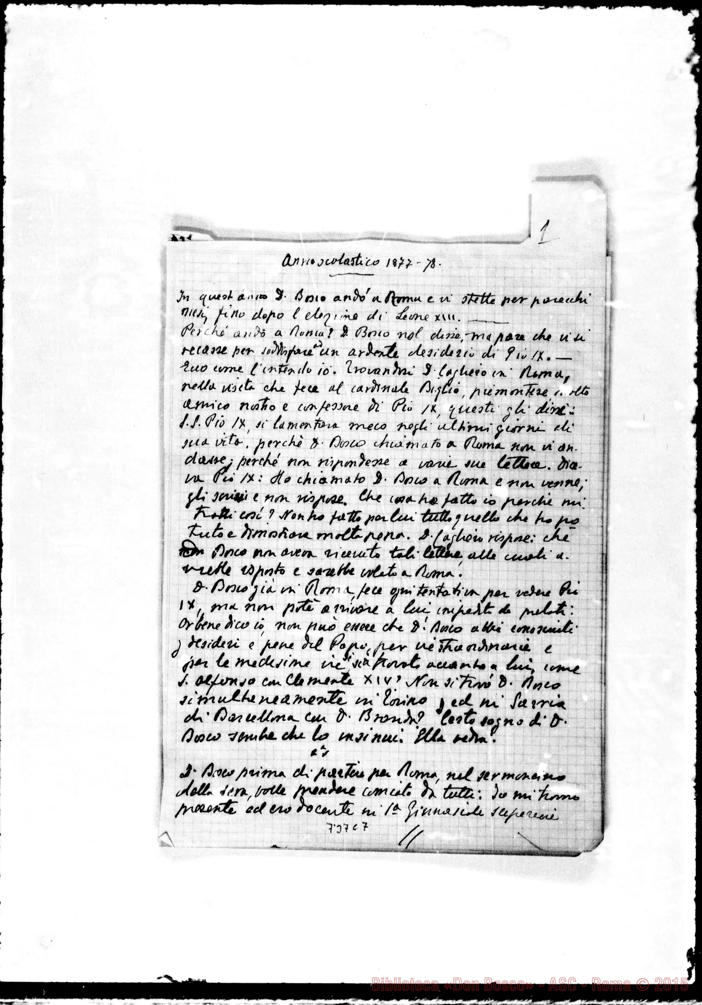 Fotogramma C 7 — Relazione: «In quest’anno D. Bosco…»