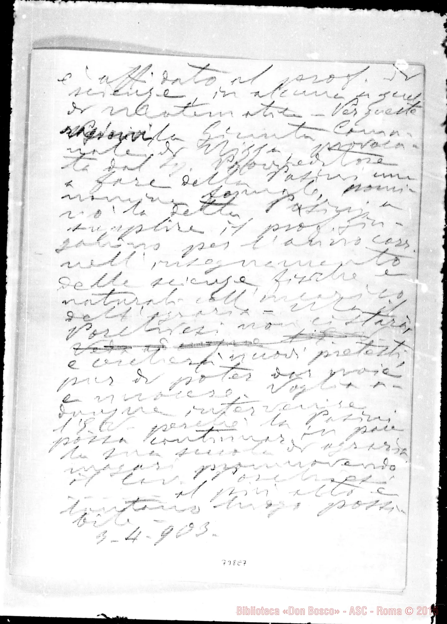 Fotogramma E 7 — Minuta di lettera A Sua Eccellenza…