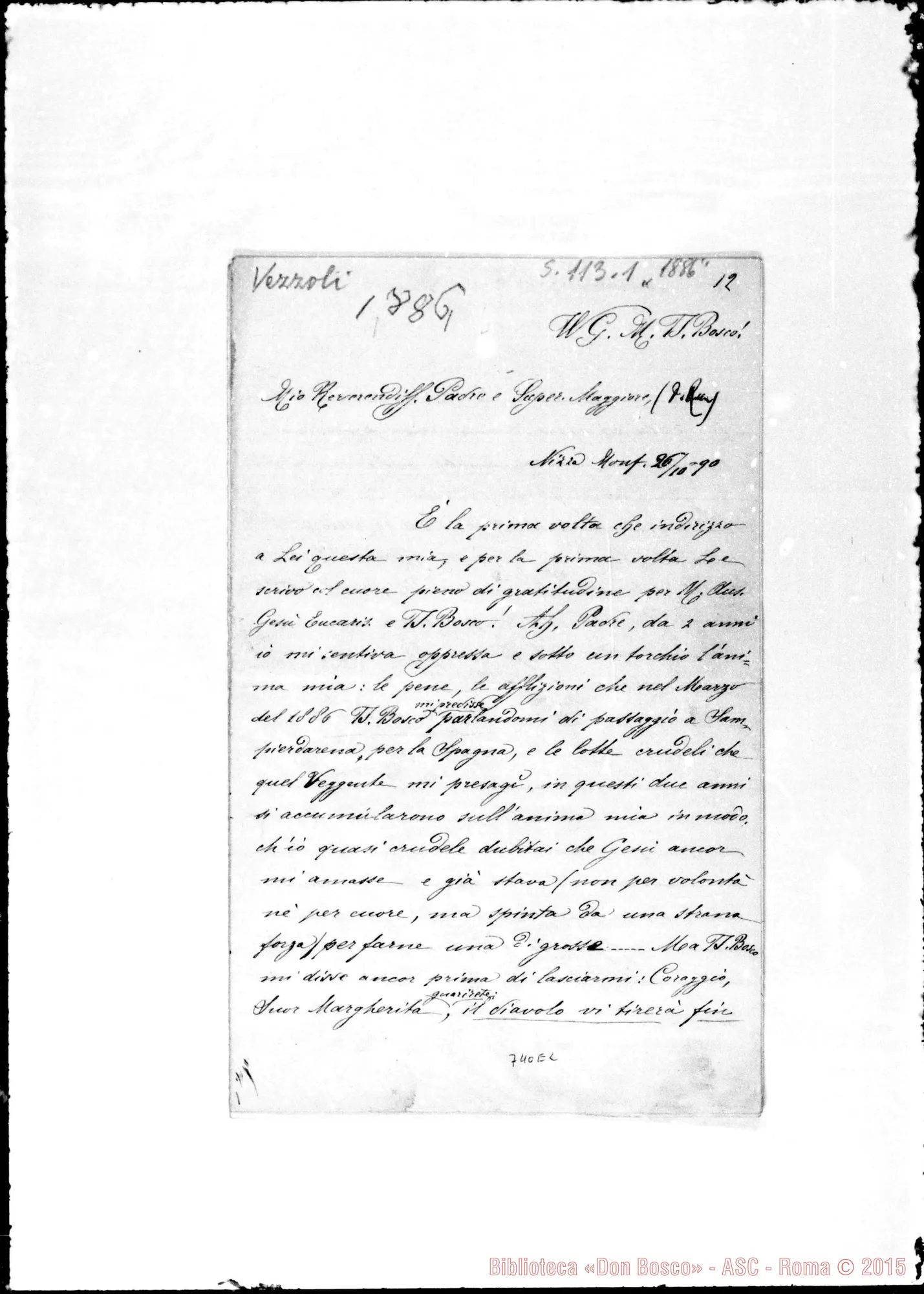 Fotogramma E 2 — Vezzoli Margherita, suora F.M.A. Lettera relazione A D. Rua