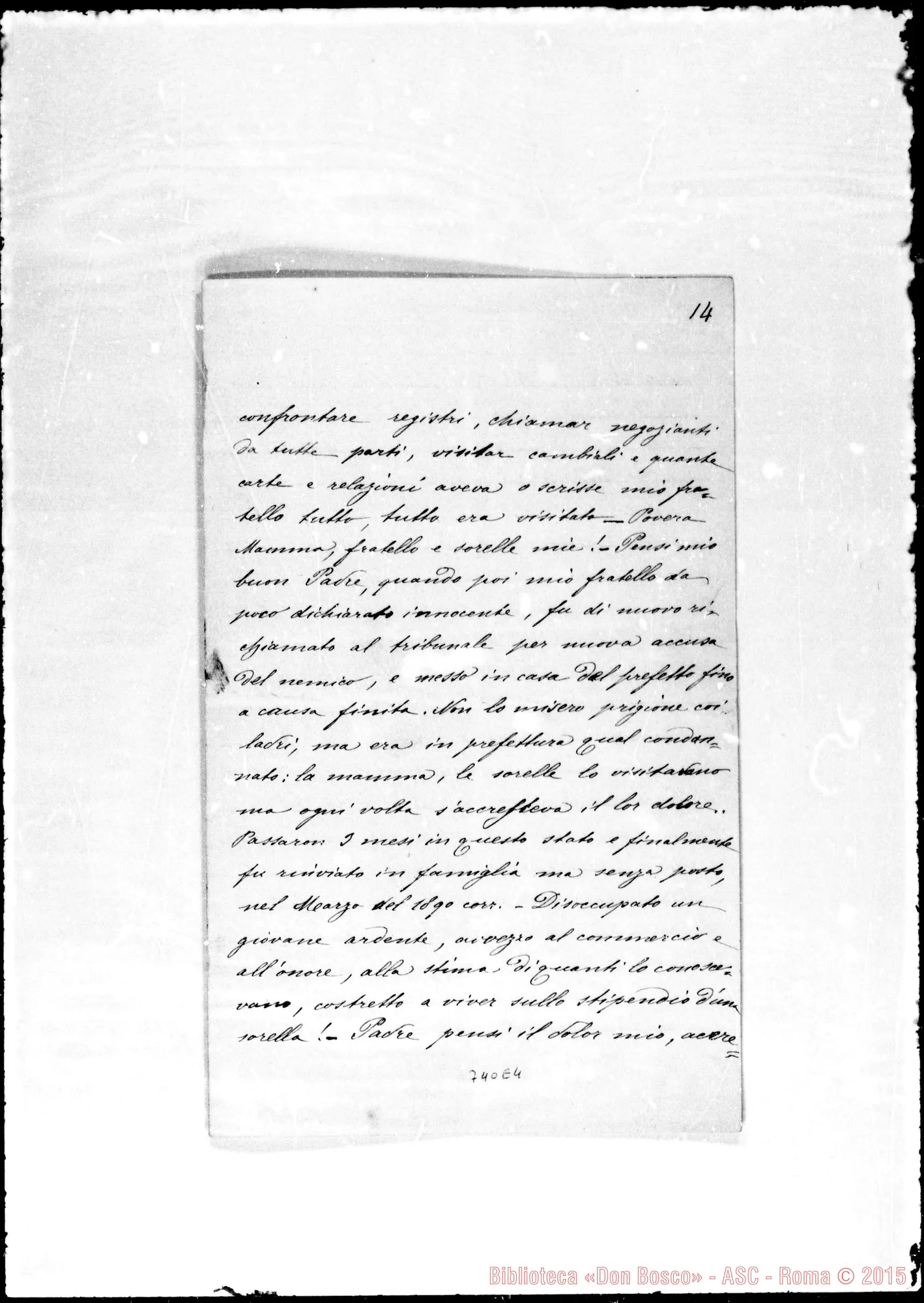 Fotogramma E 4 — Vezzoli Margherita, suora F.M.A. Lettera relazione A D. Rua