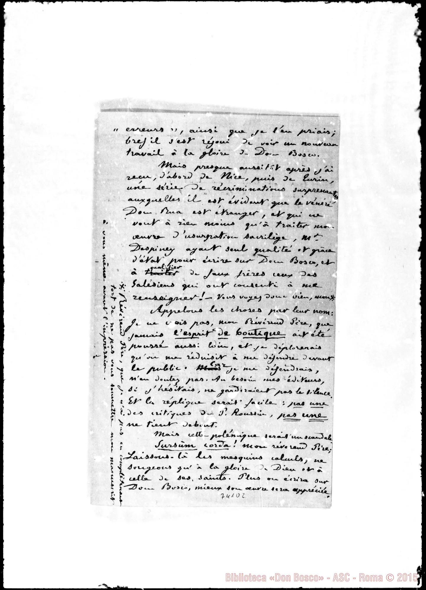Fotogramma D 2 — Villefranche J.M. Lettere: Villefranche-Mon Révérend Pére