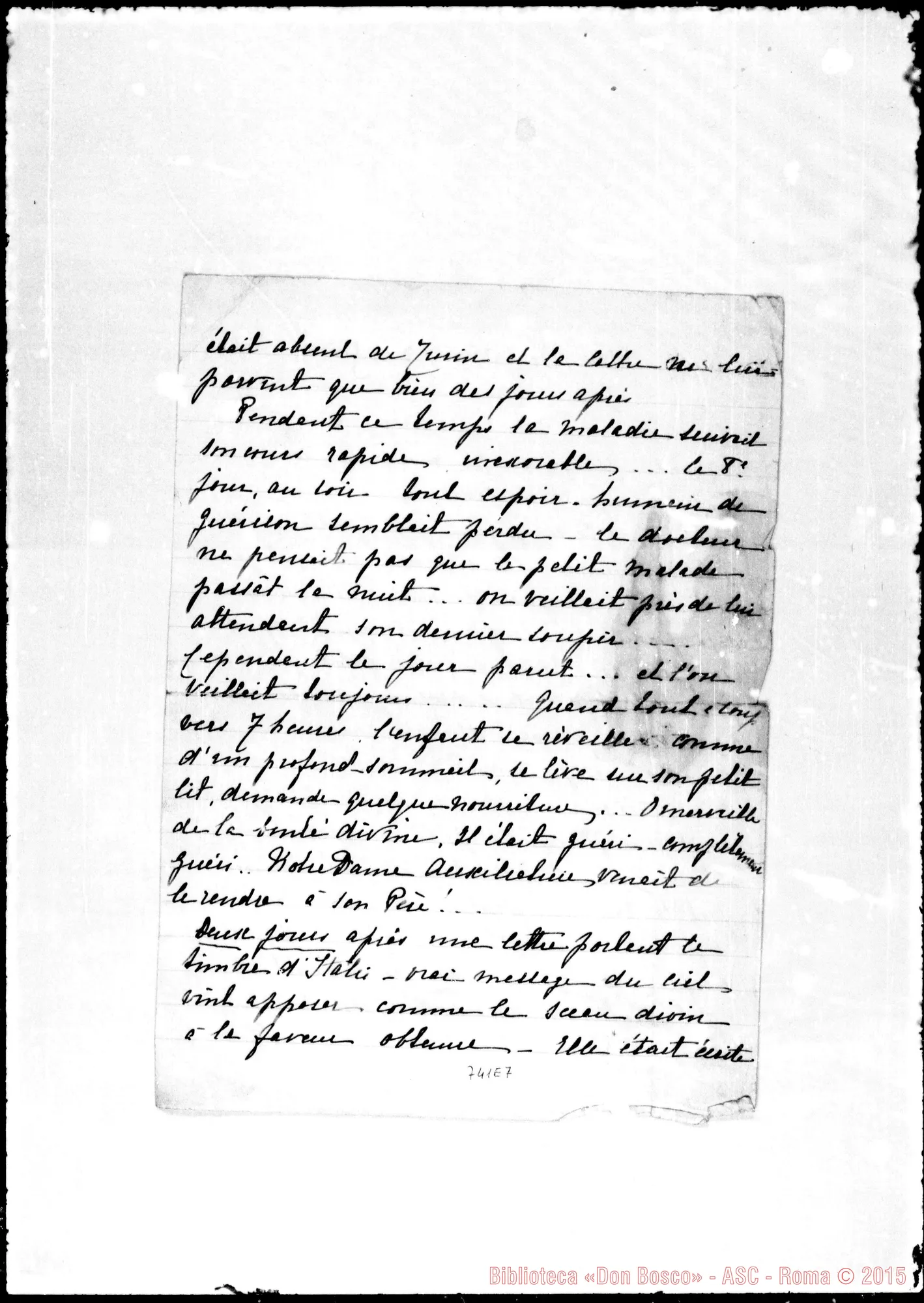 Fotogramma E 7 — Villeneuve-Trans A., Marquis. Relazione: « Un souvenir d’enfance ».