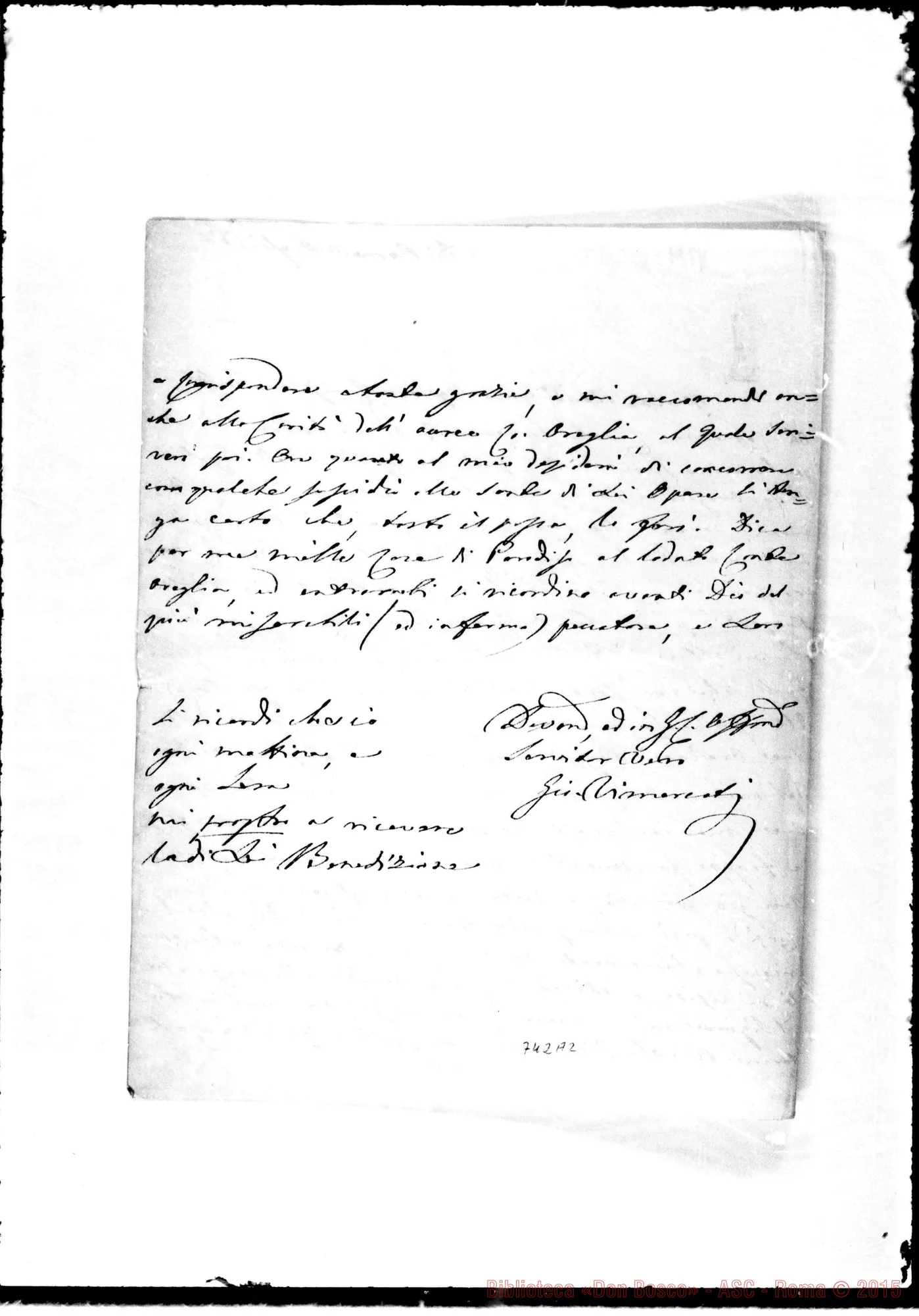 Fotogramma A 2 — Vimercati Giovanni, conte. Lettere: Vimercati-Molto Rev.do mio Sig.