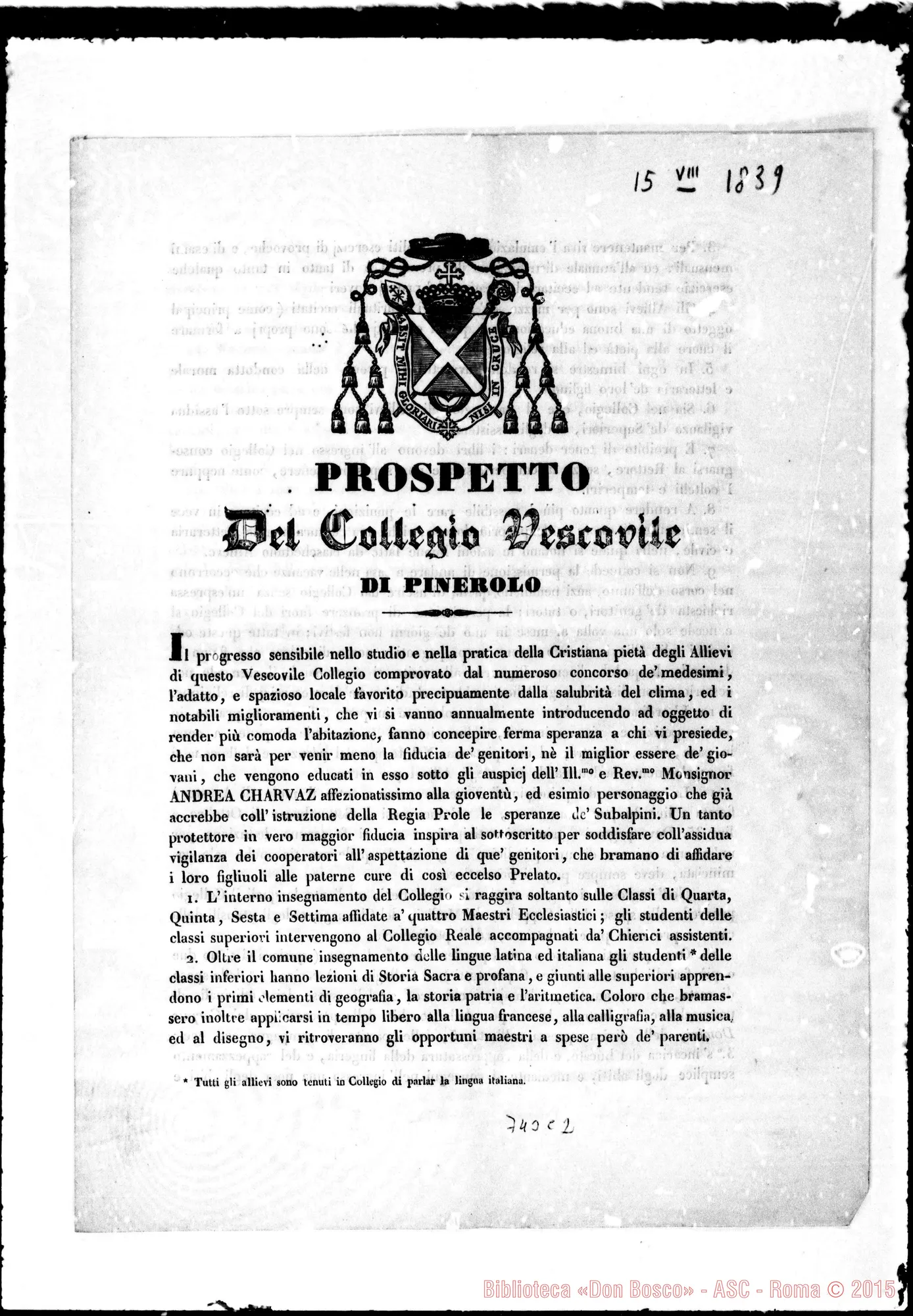 Fotogramma C 2 — Prospetto. 1839