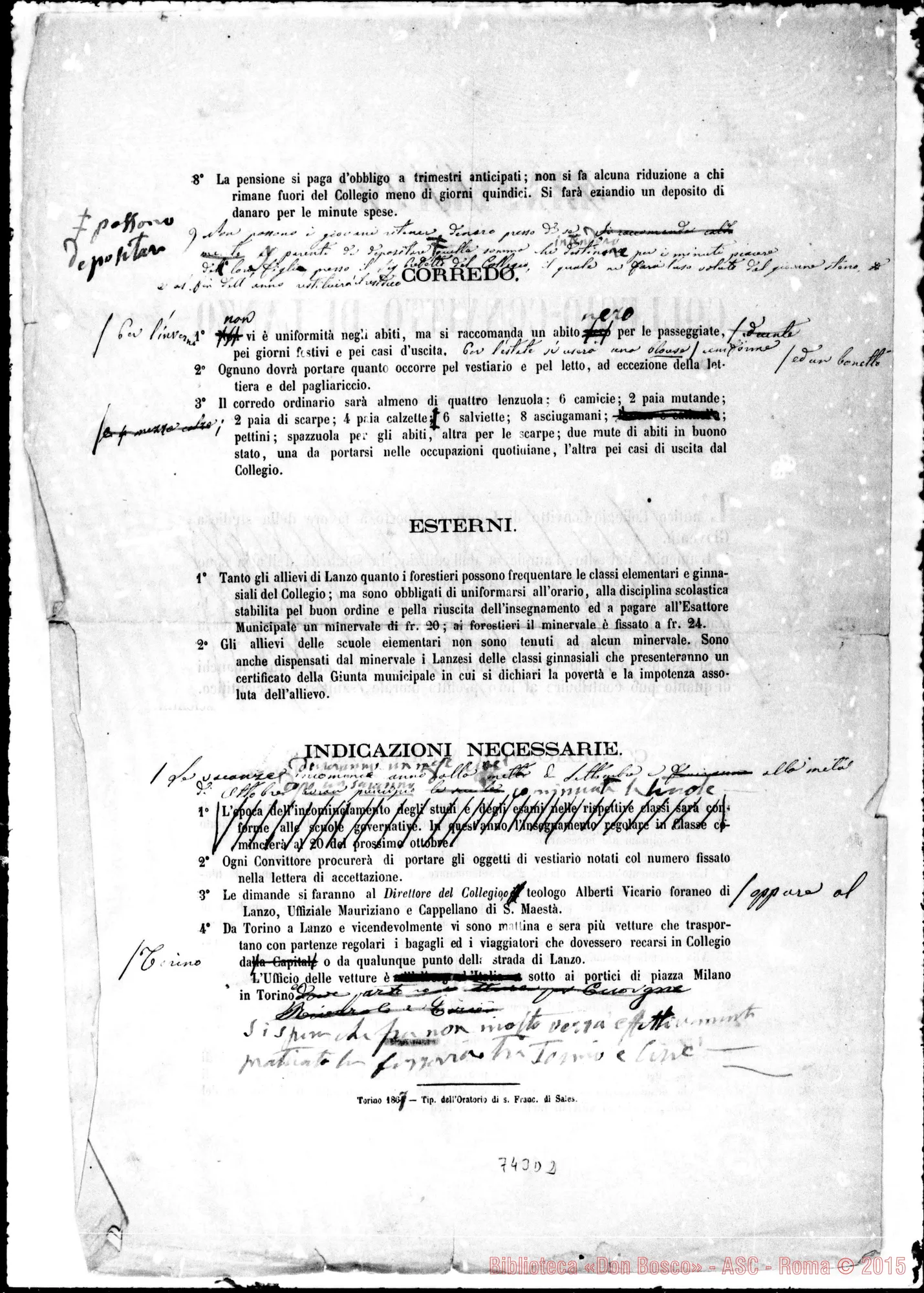 Fotogramma D 2 — Stampato con correzioni Ms. Bosco. Riapertura 1867