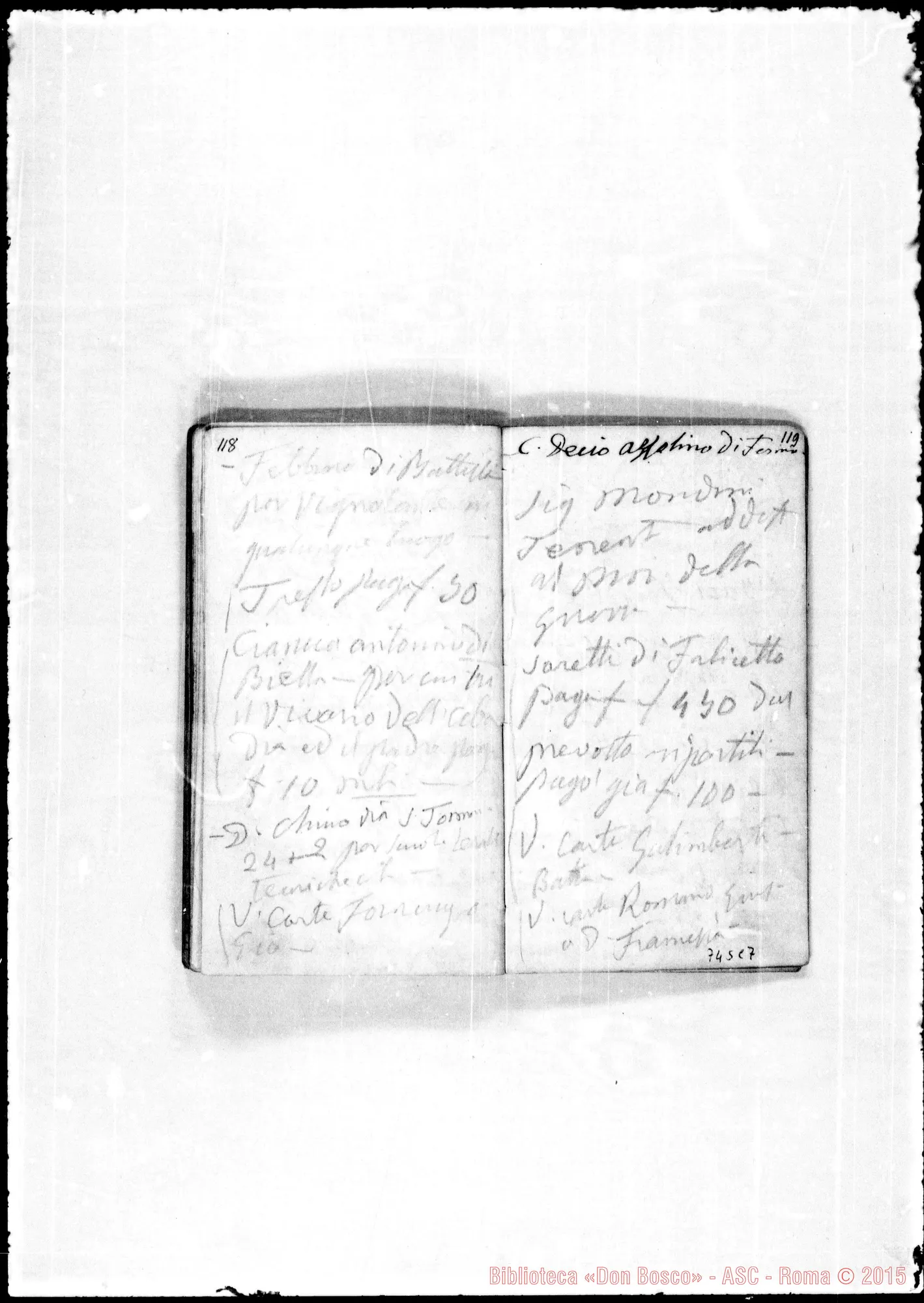 Fotogramma C 7 — Taccuini usati da D. Bosco: 1863: Note