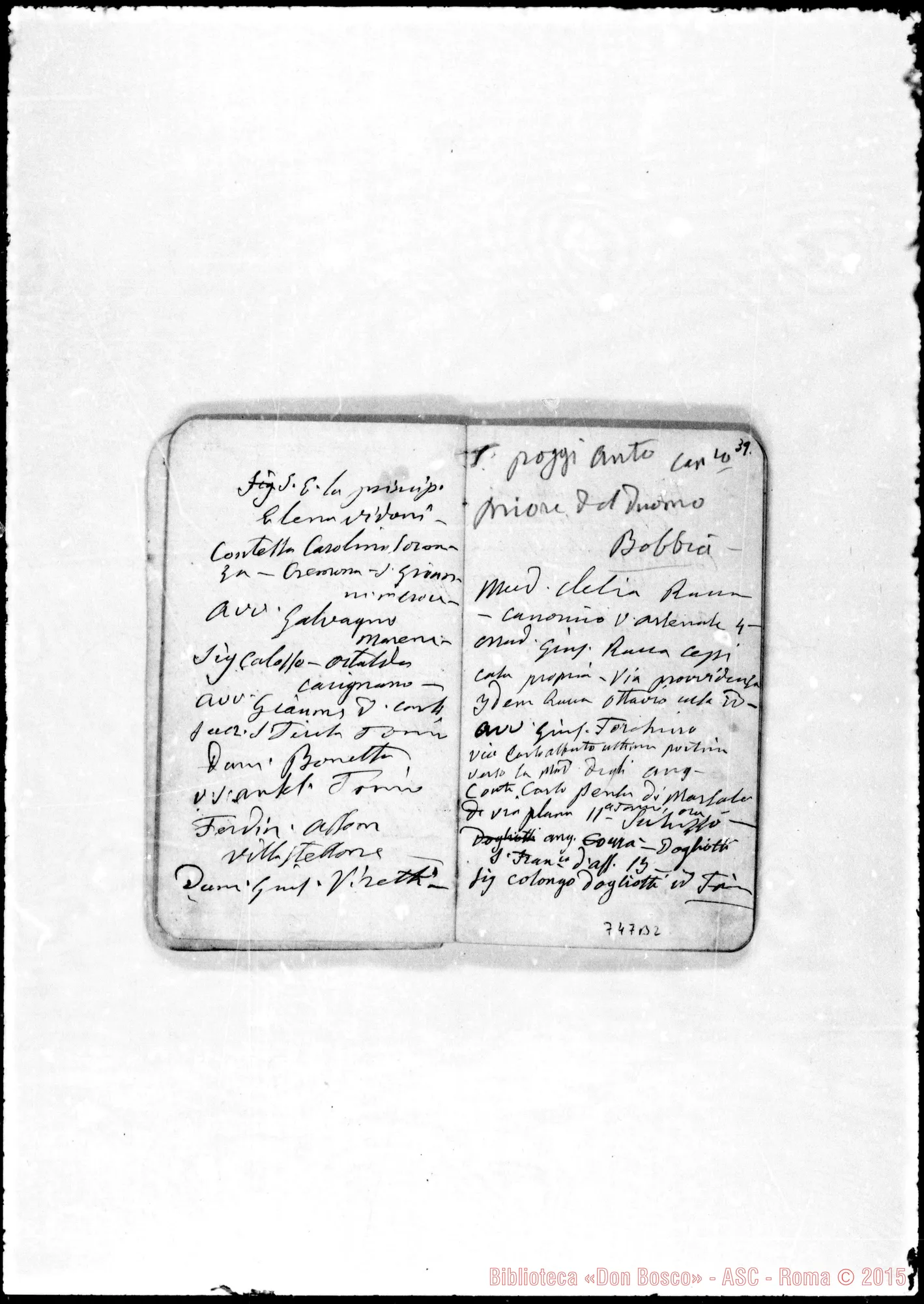 Fotogramma B 2 — 1874-78. Appunti, tra i quali, «20 ricordi ai missionari»