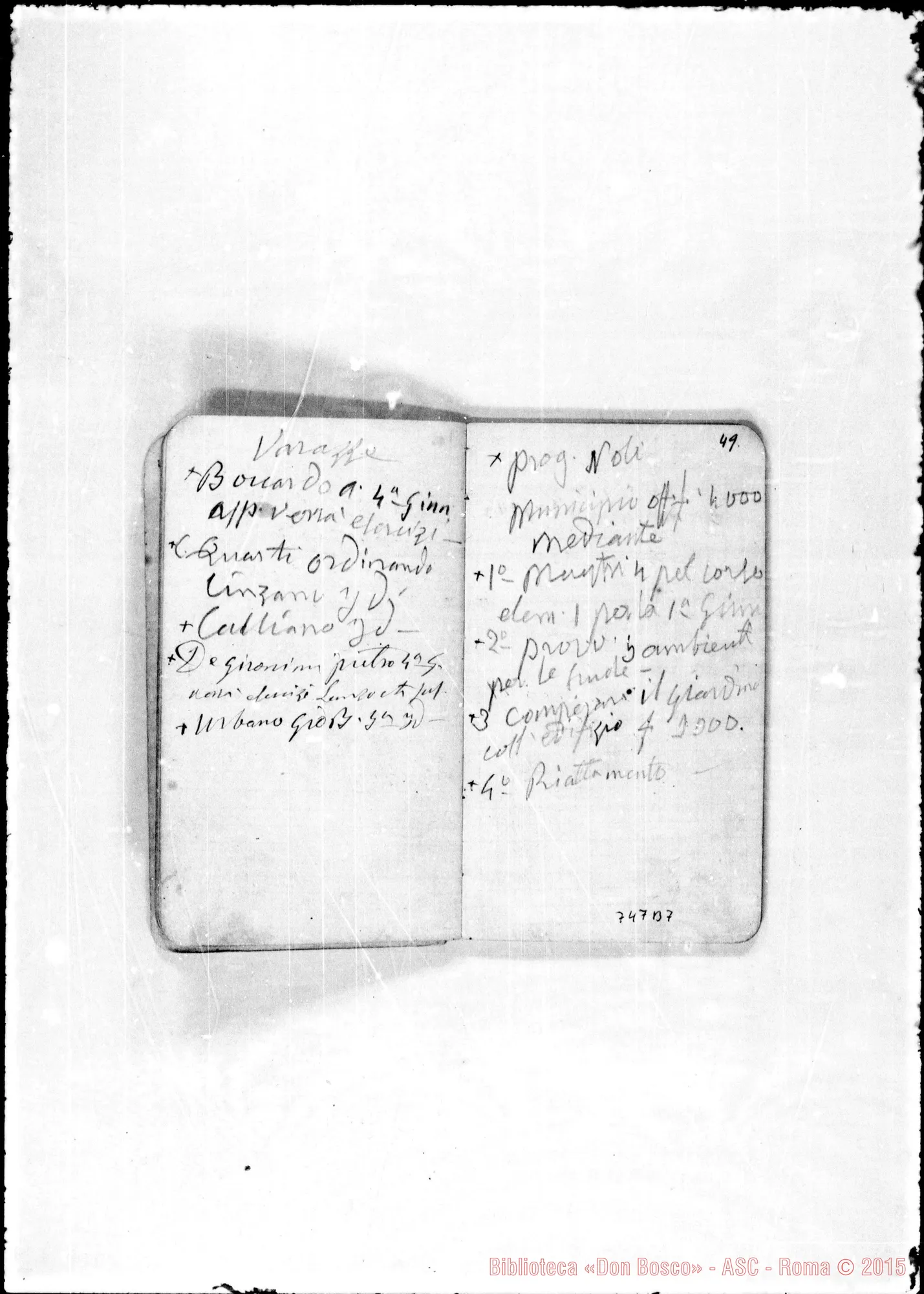 Fotogramma B 7 — 1874-78. Appunti, tra i quali, «20 ricordi ai missionari»