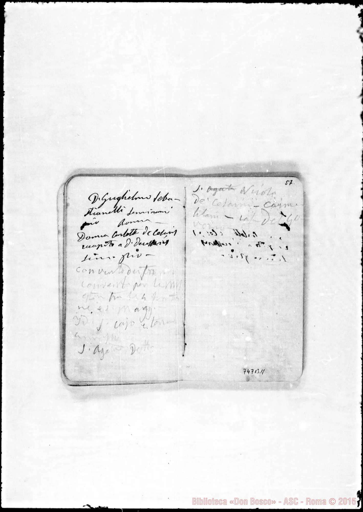 Fotogramma B 11 — 1874-78. Appunti, tra i quali, «20 ricordi ai missionari»