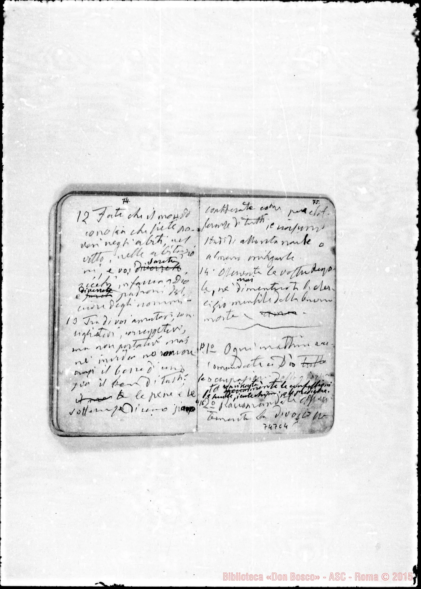 Fotogramma C 4 — 1874-78. Appunti, tra i quali, «20 ricordi ai missionari»