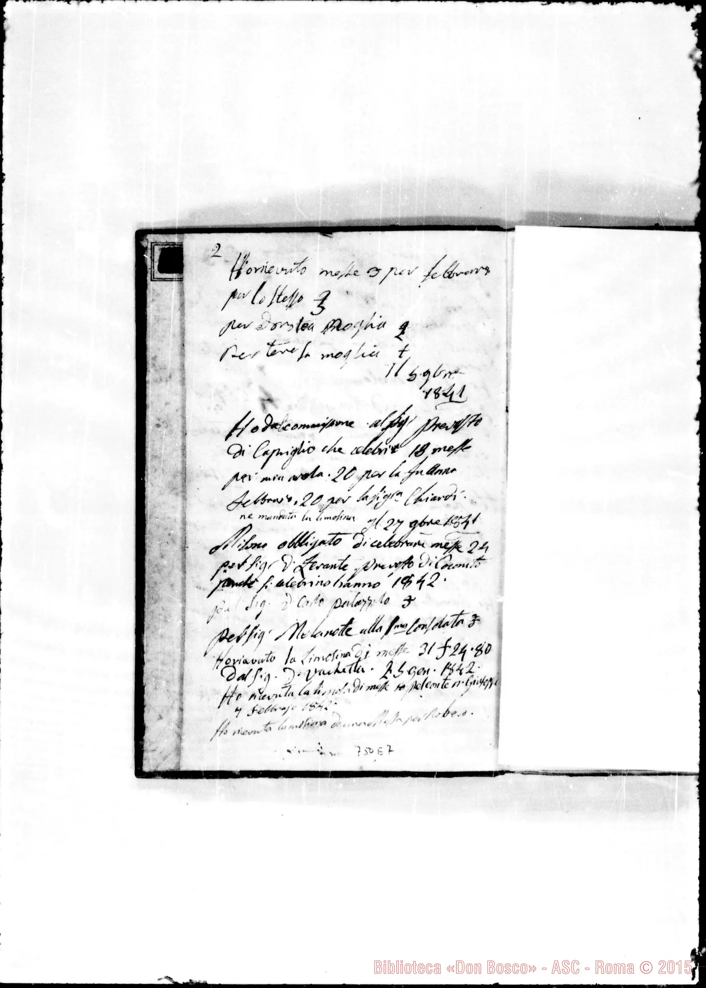 Fotogramma E 7 — Libro delle Messe. Dal 1841… Ms. Bosco