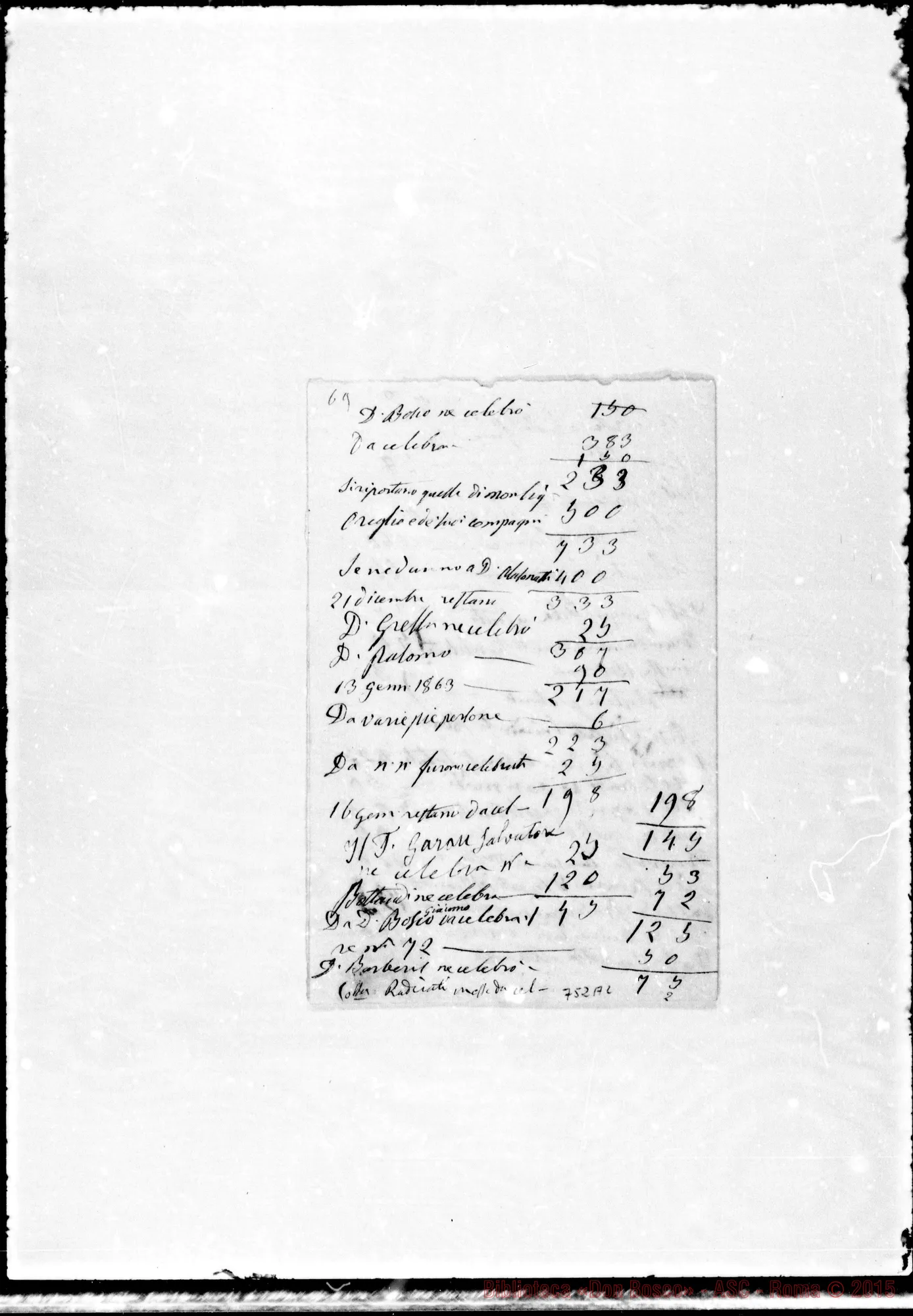 Fotogramma A 2 — Libro delle Messe. Dal 1841… Ms. Bosco