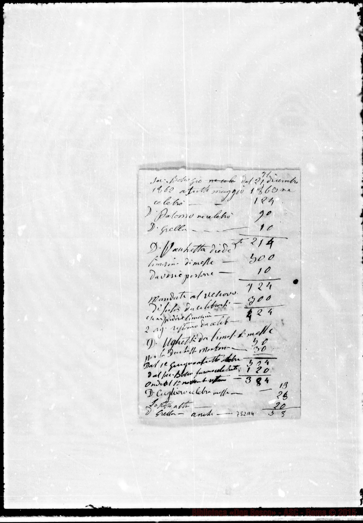 Fotogramma A 4 — Libro delle Messe. Dal 1841… Ms. Bosco