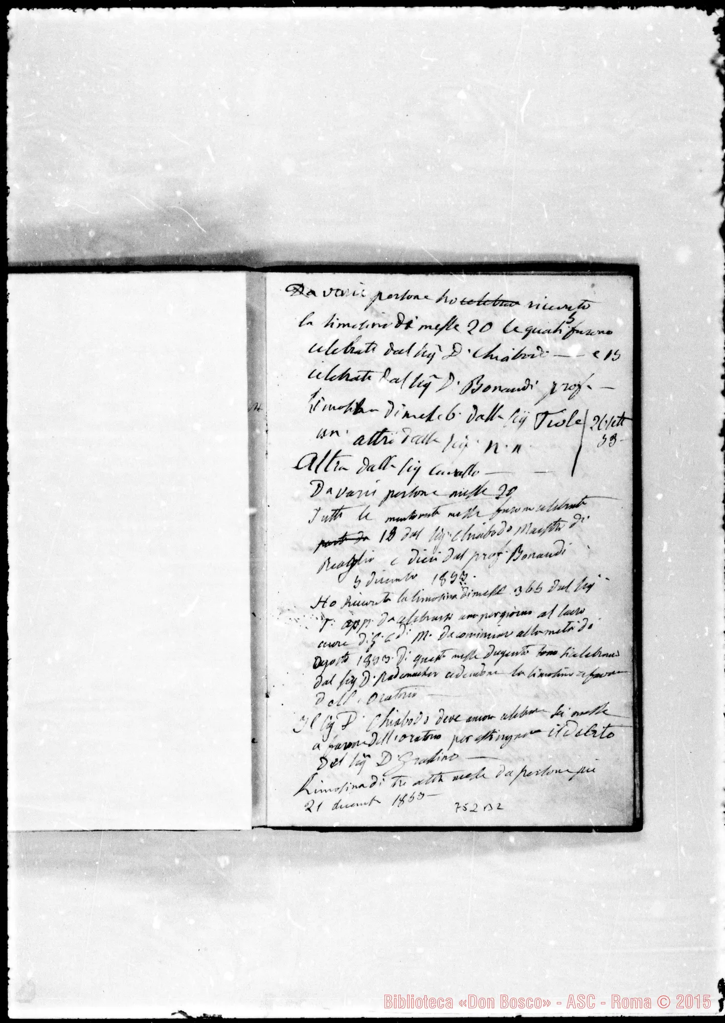 Fotogramma B 2 — Libro delle Messe. Dal 1841… Ms. Bosco