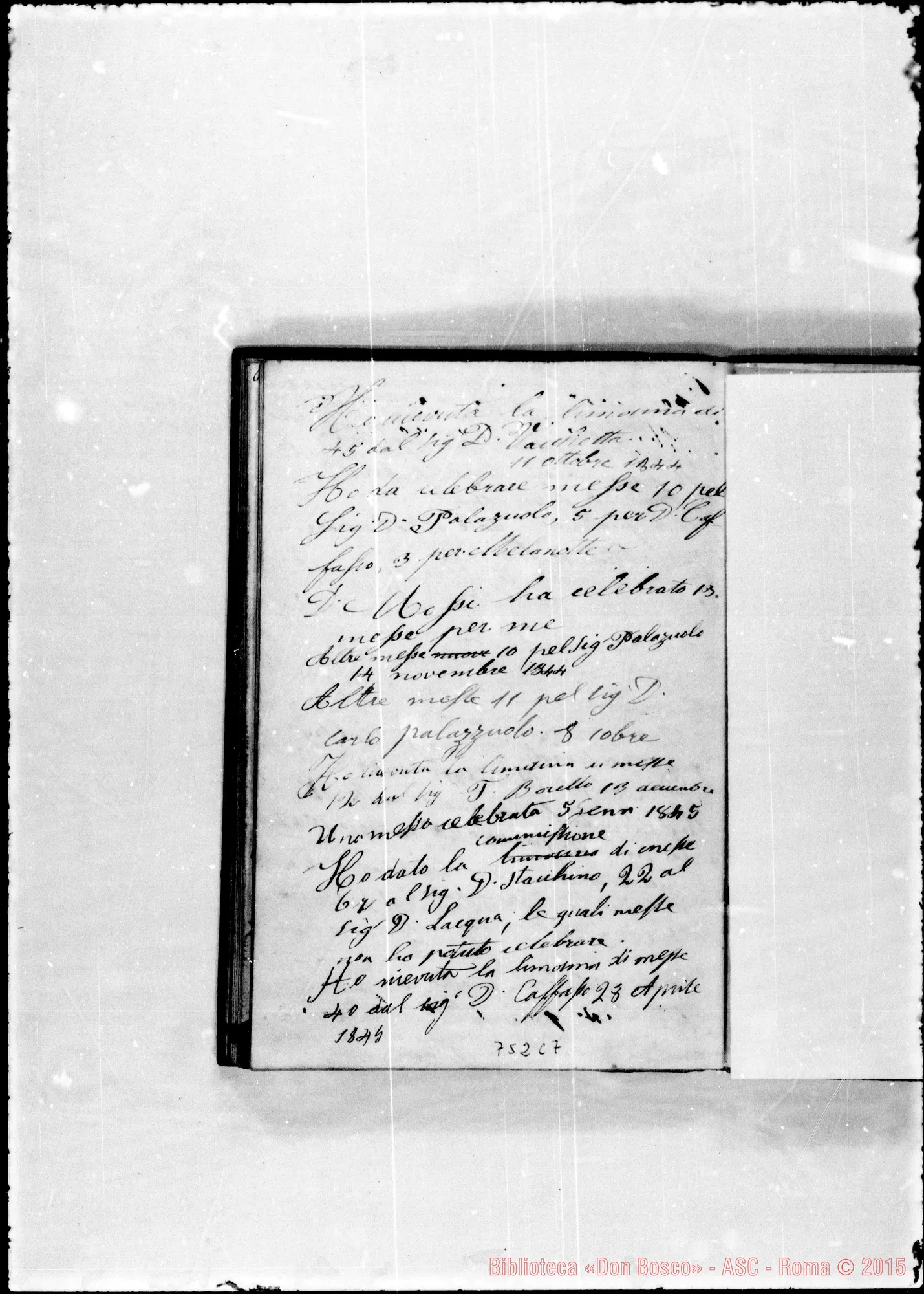 Fotogramma C 7 — Libro delle Messe. Dal 1841… Ms. Bosco