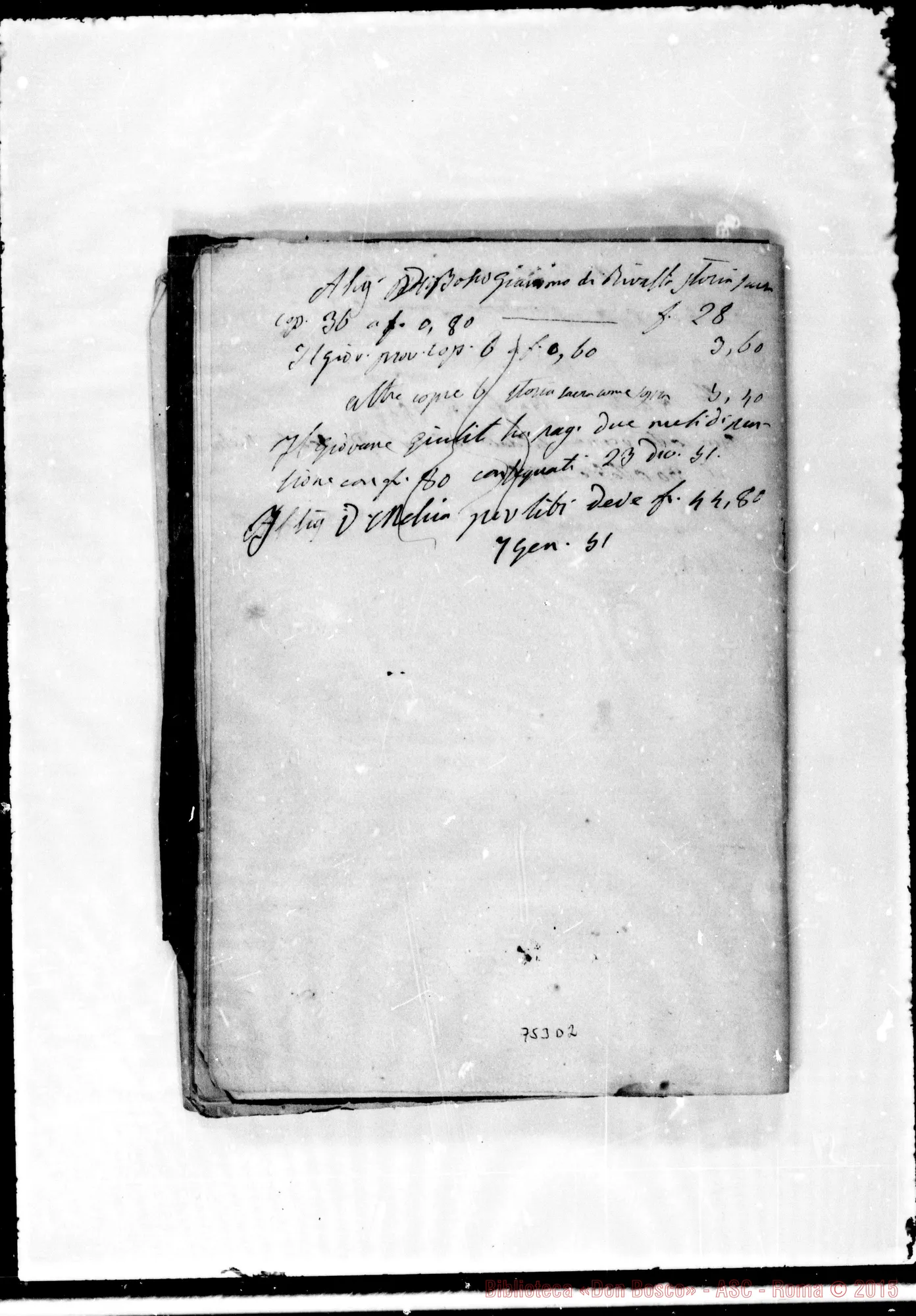 Fotogramma D 2 — Repertorio domestico: Oratorio dal 16-10-1847 al 14-8-1850. Ms. Bosco