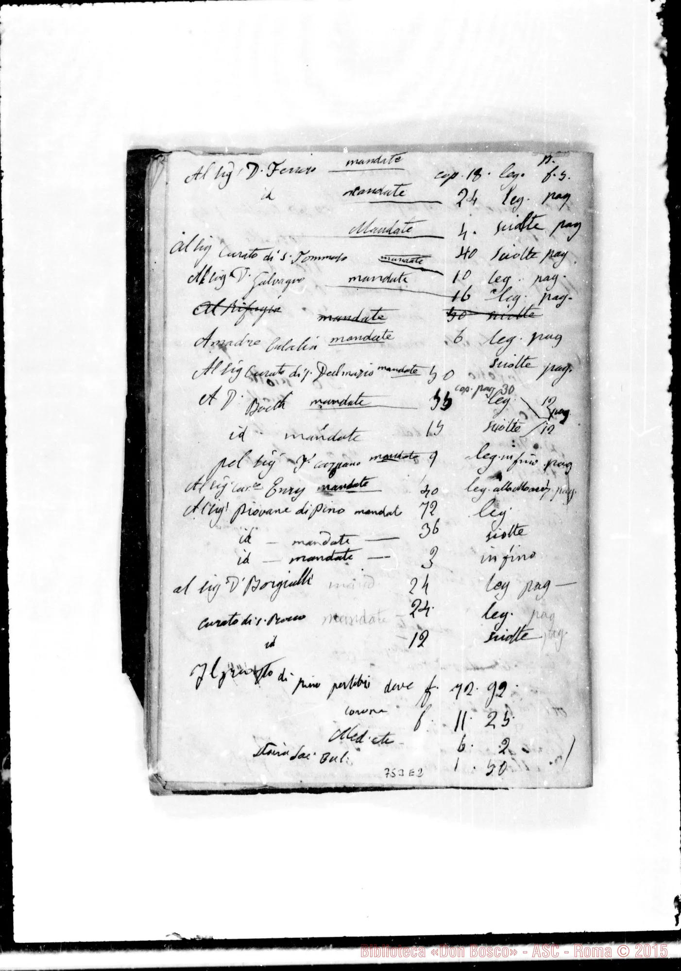 Fotogramma E 2 — Repertorio domestico: Oratorio dal 16-10-1847 al 14-8-1850. Ms. Bosco