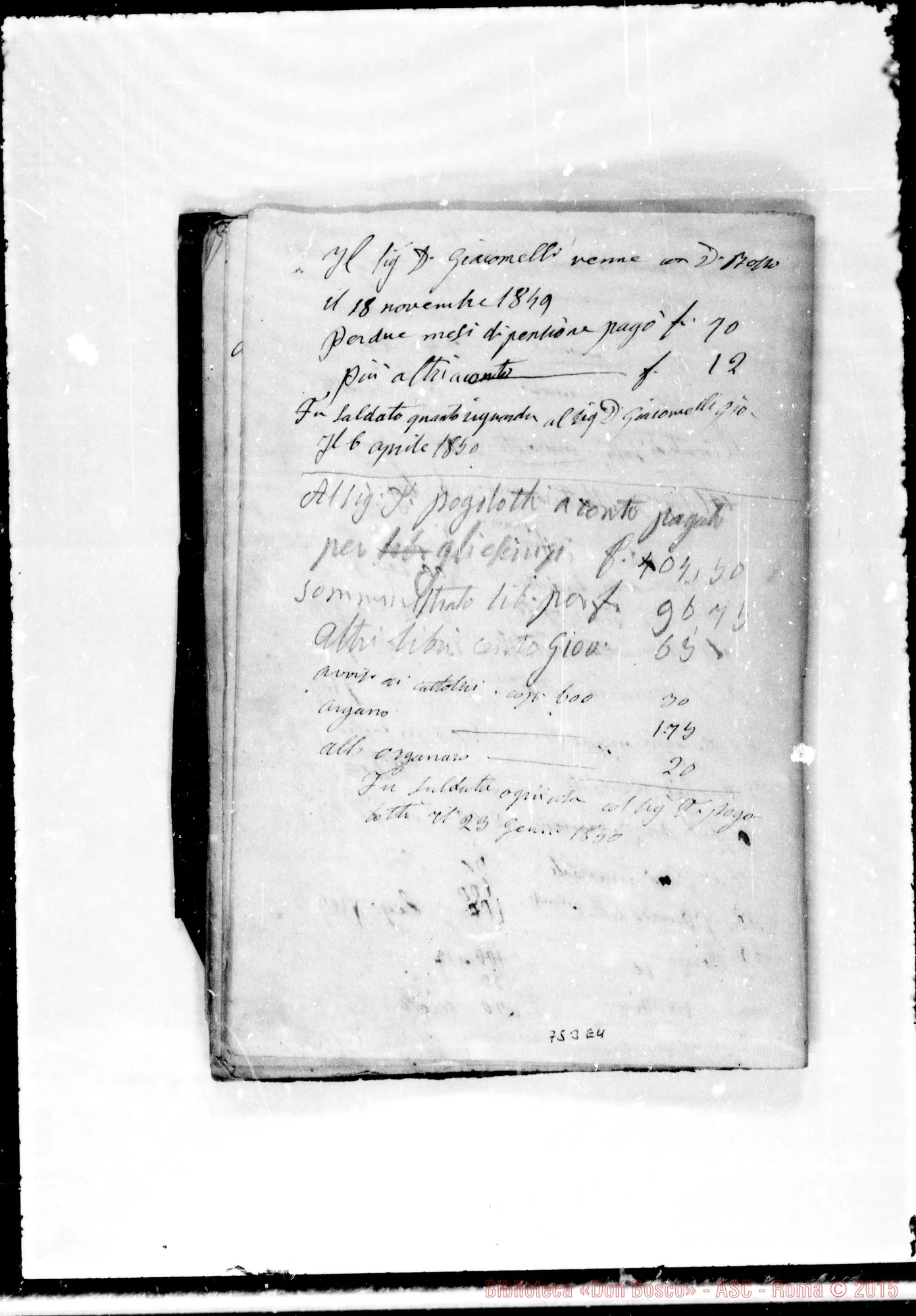 Fotogramma E 4 — Repertorio domestico: Oratorio dal 16-10-1847 al 14-8-1850. Ms. Bosco