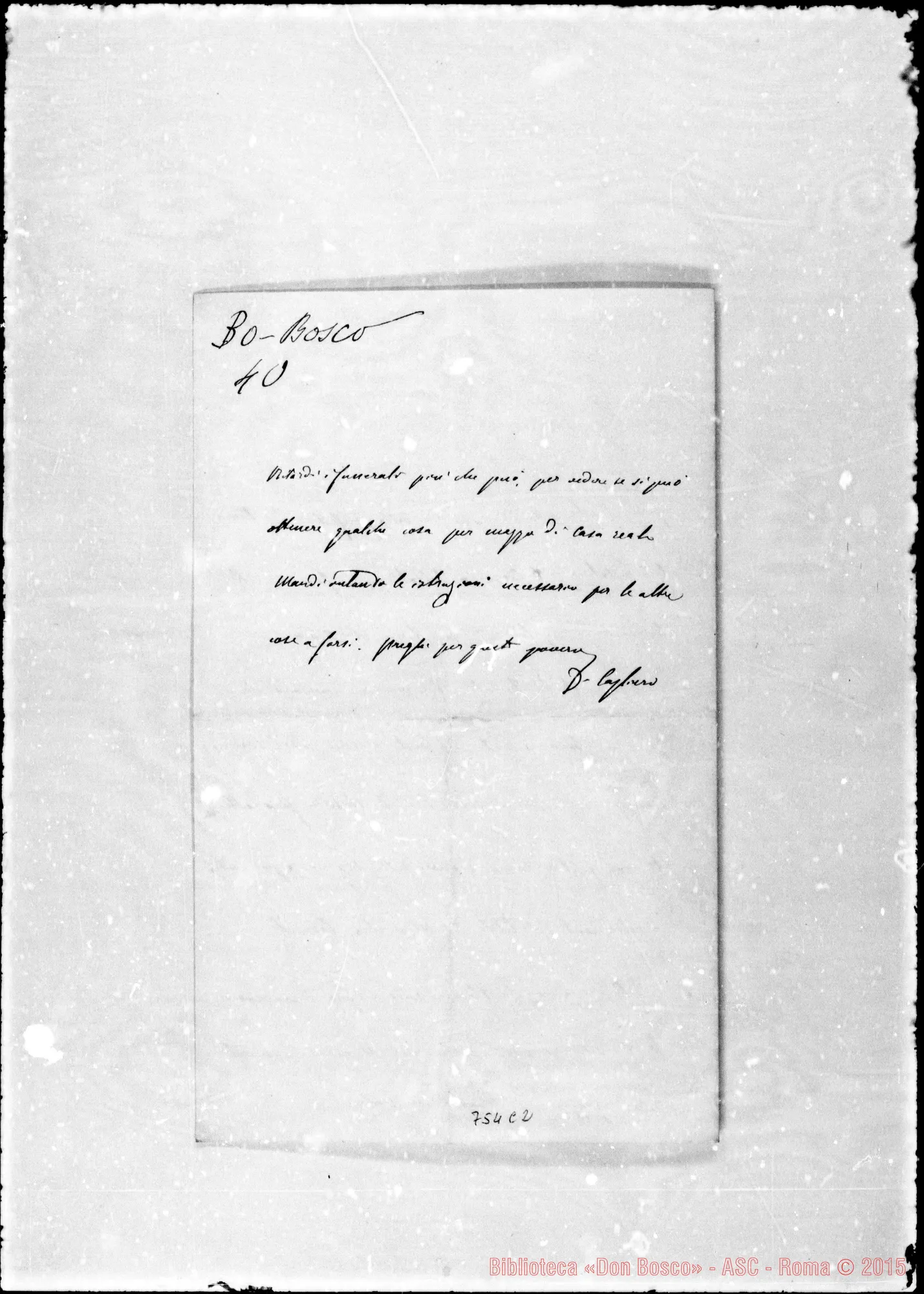Fotogramma C 2 — Cagliero-Rua. Lettera originale