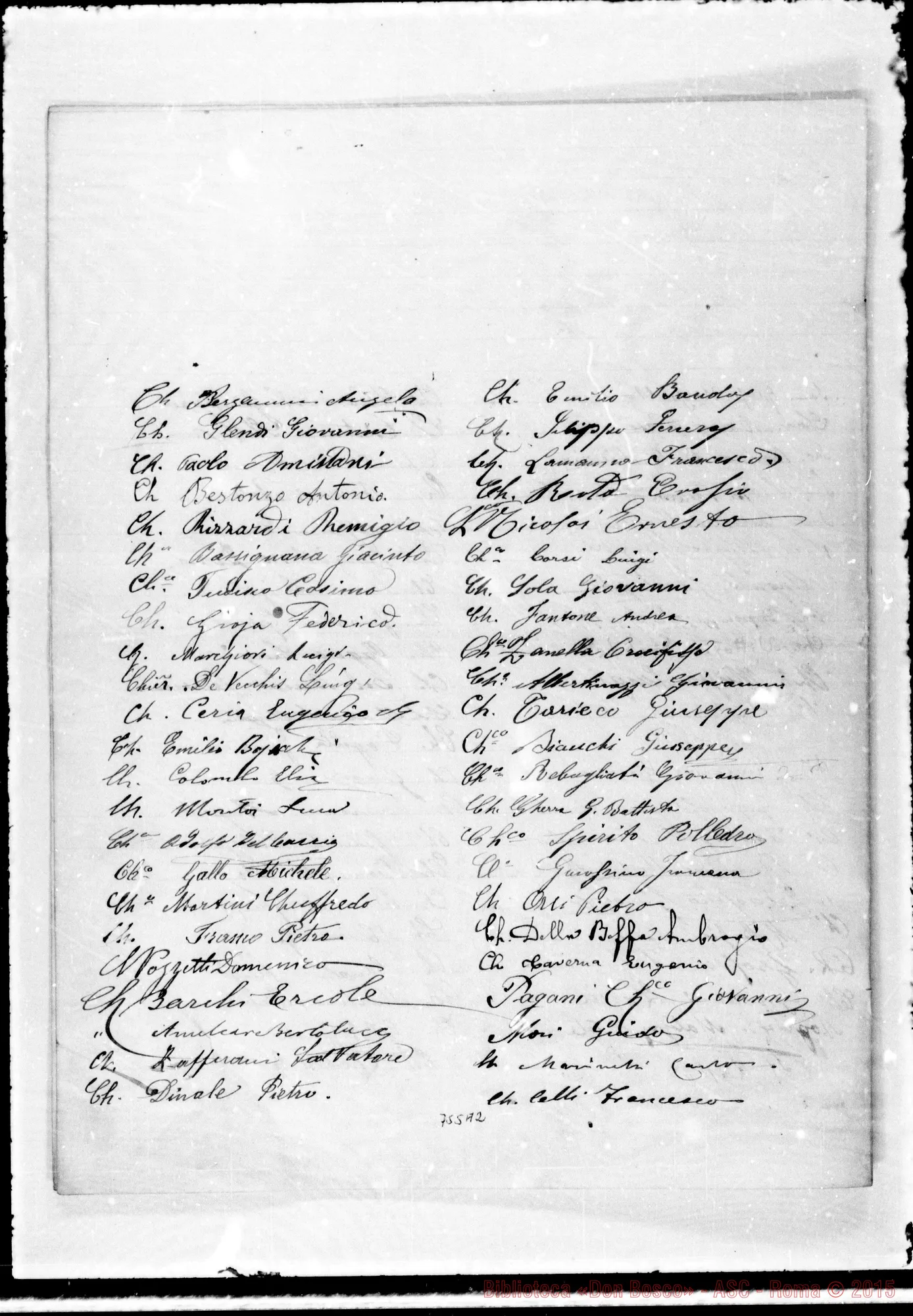 Fotogramma A 2 — Il personale di Valsalice-Rua. Lettera originale