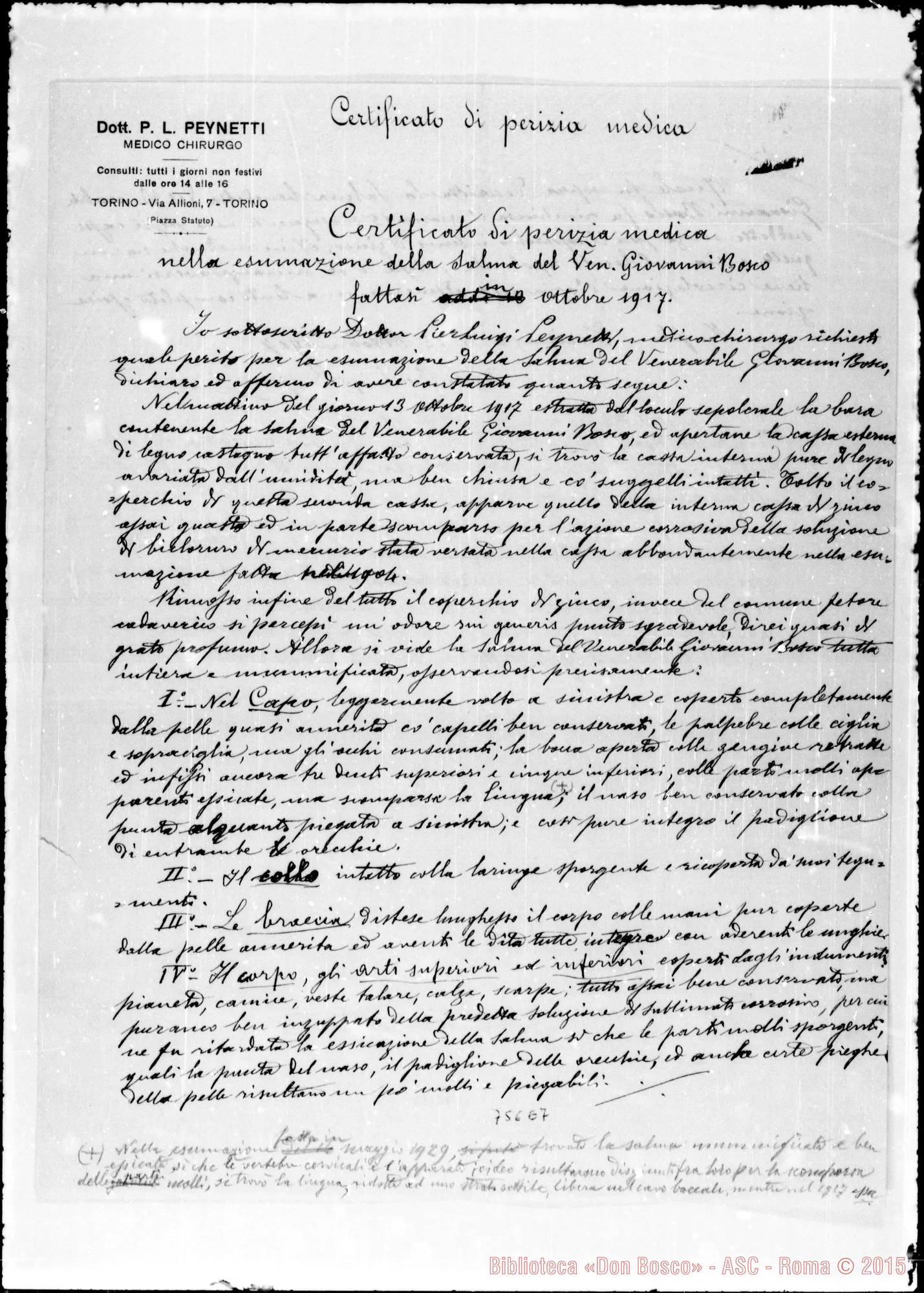 Fotogramma E 7 — 1917: Certificato di perizia medica