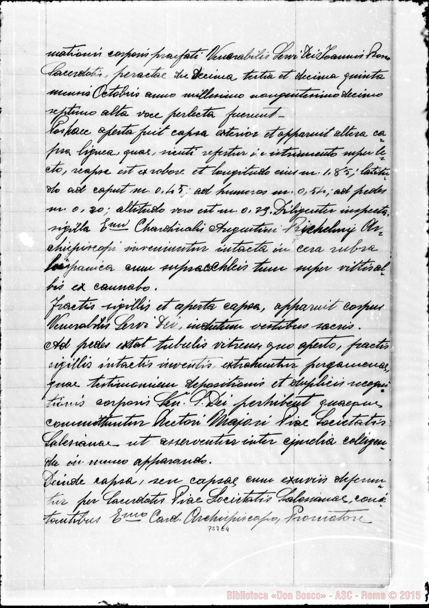 Fotogramma E 4 — Acta recognitionis Corporis et extractionis aliquarum Reliquiarum…