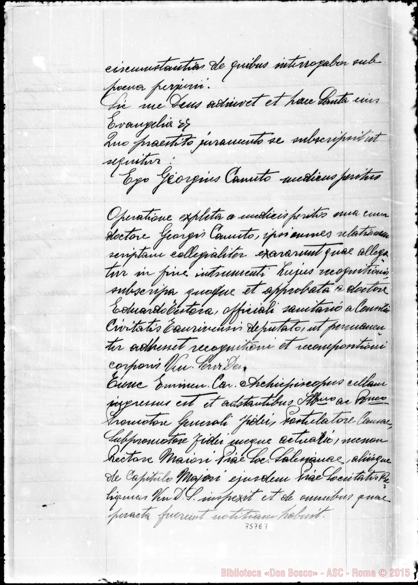 Fotogramma E 7 — Acta recognitionis Corporis et extractionis aliquarum Reliquiarum…