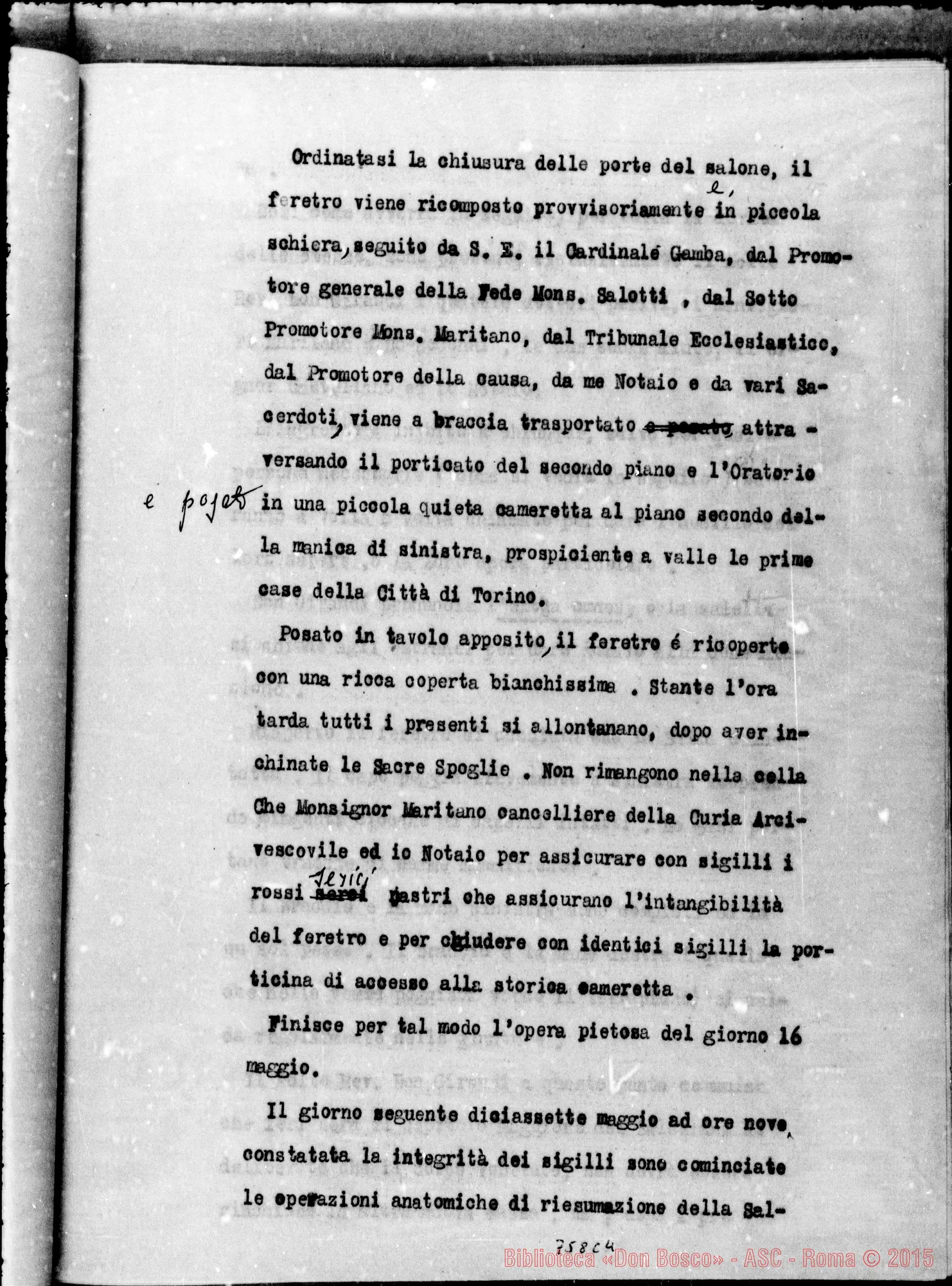 Fotogramma C 4 — CRONACA della esumazione, costatazione E traslazione della salma…