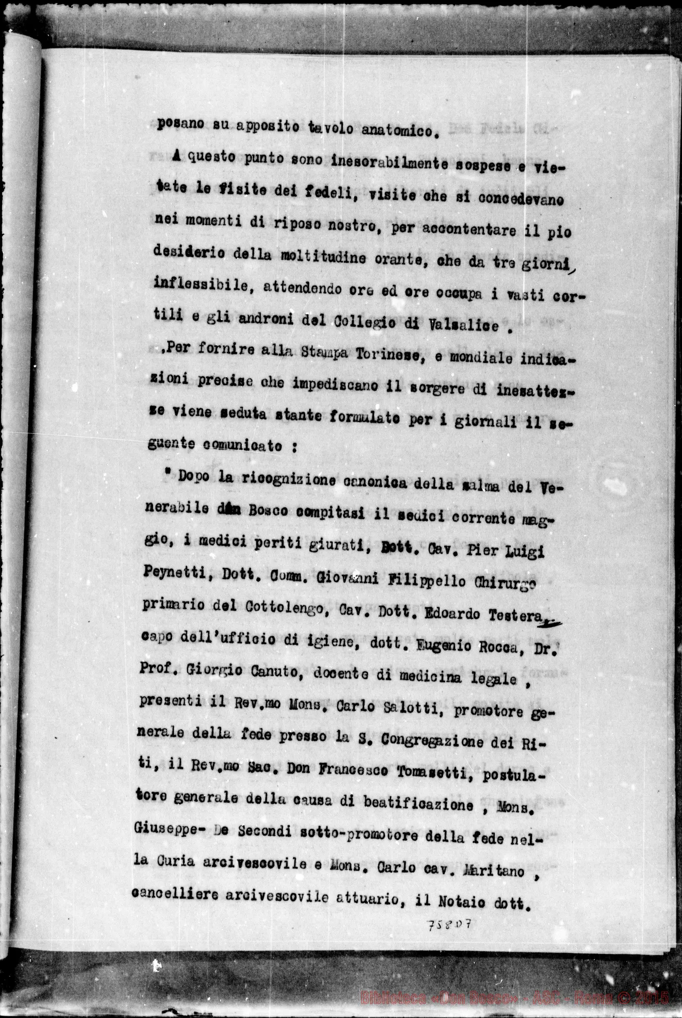 Fotogramma D 7 — CRONACA della esumazione, costatazione E traslazione della salma…