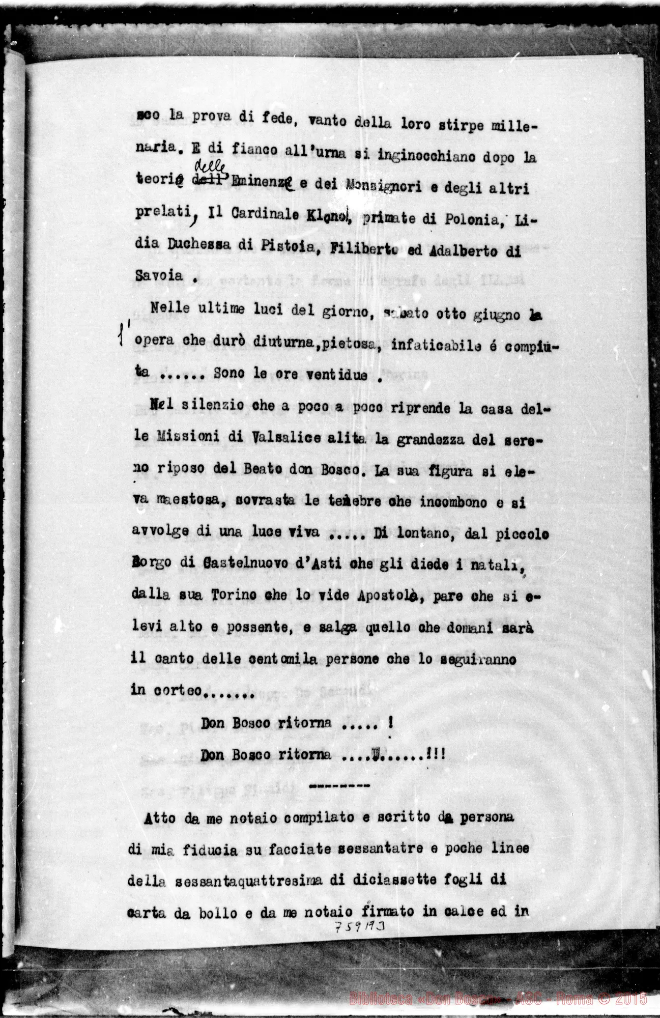 Fotogramma A 3 — CRONACA della esumazione, costatazione E traslazione della salma…