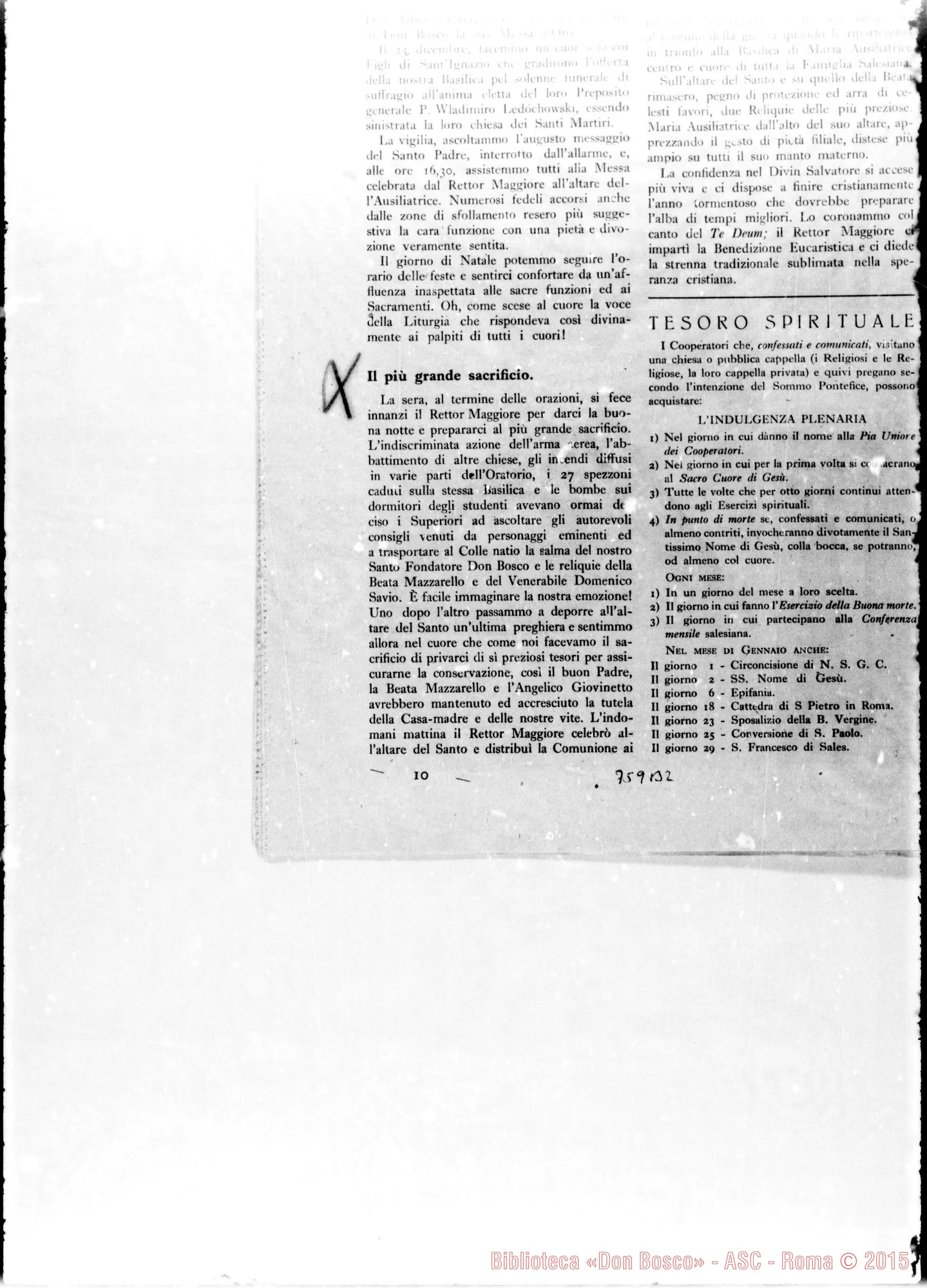 Fotogramma B 2 — Bollettino Salesiano: «Il più grande sacrificio…»