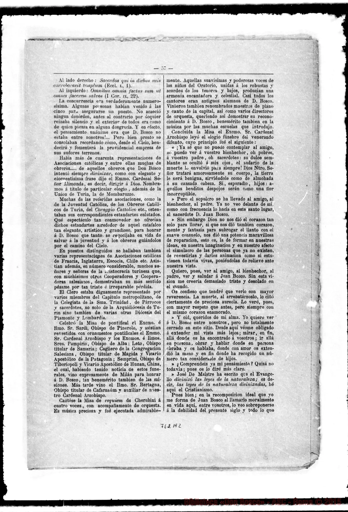 Fotogramma A 2 — Boletín Salesiano. Mayo 1888: Conmemoraciones fúnebres…