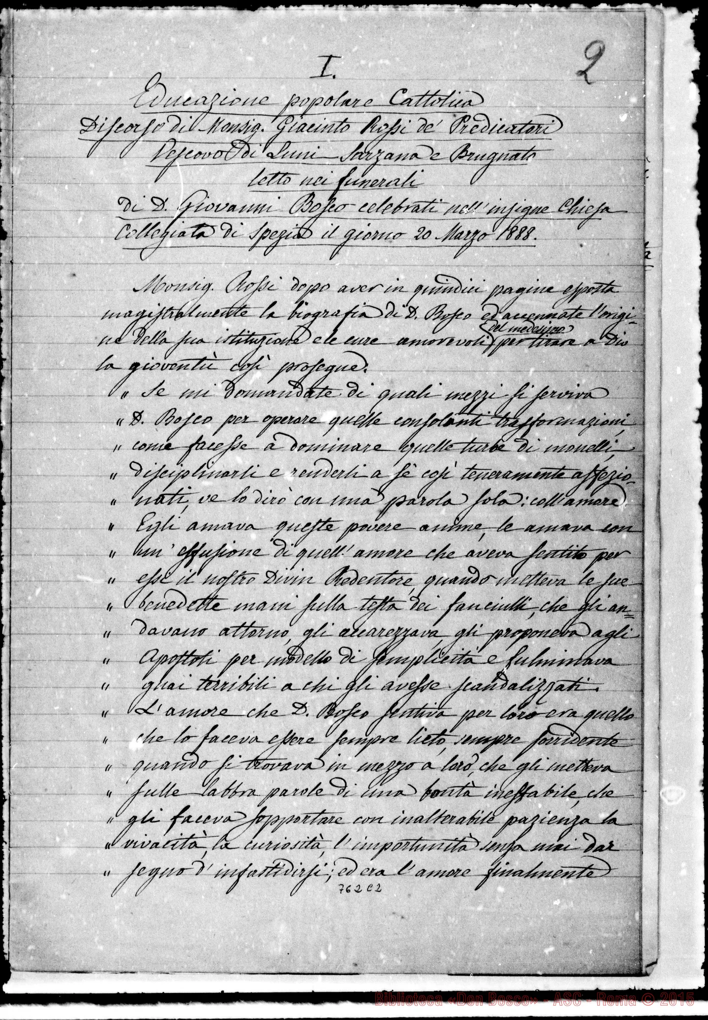 Fotogramma C 2 — Raccolta di D. Berto. Quaderno due: Mons. Rossi E Velluti