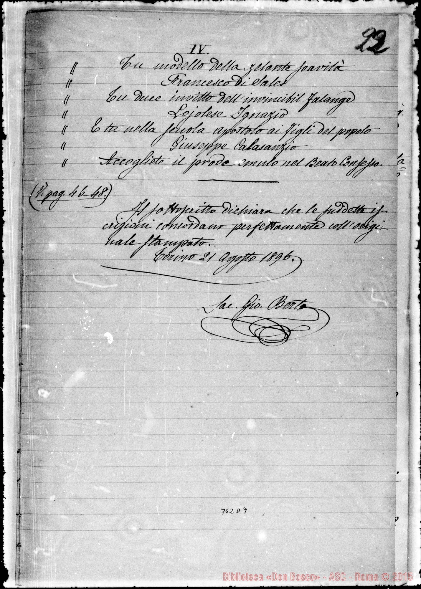 Fotogramma D 9 — Raccolta di D. Berto. Quaderno due: Mons. Rossi E Velluti