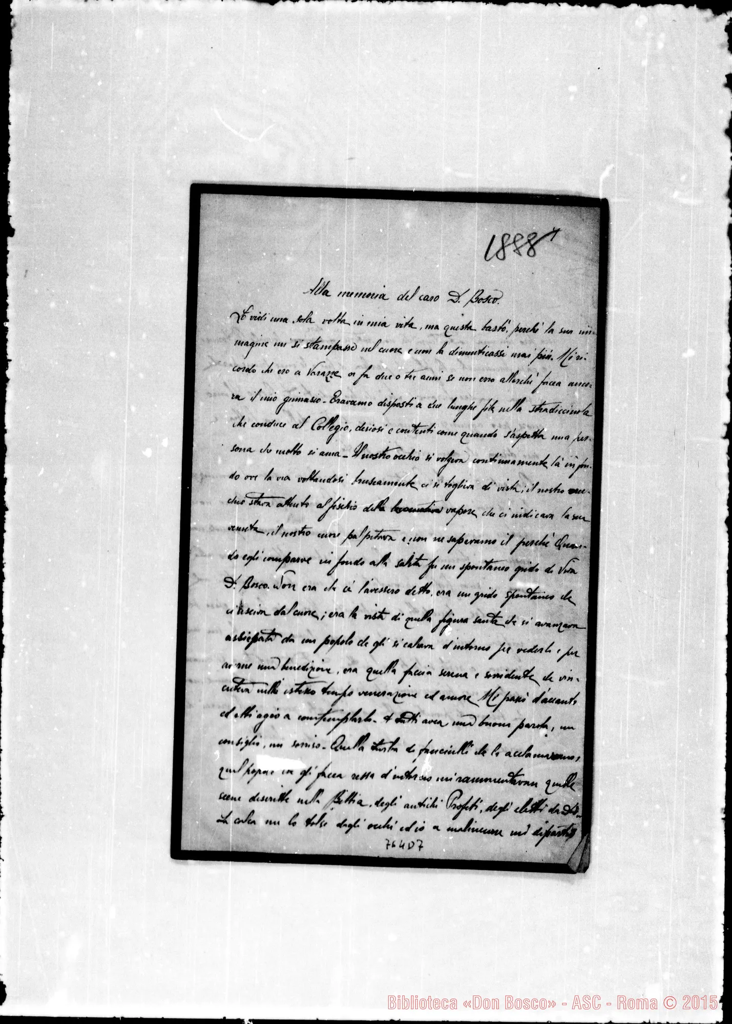 Fotogramma D 7 — Alla memoria del caro D. Bosco