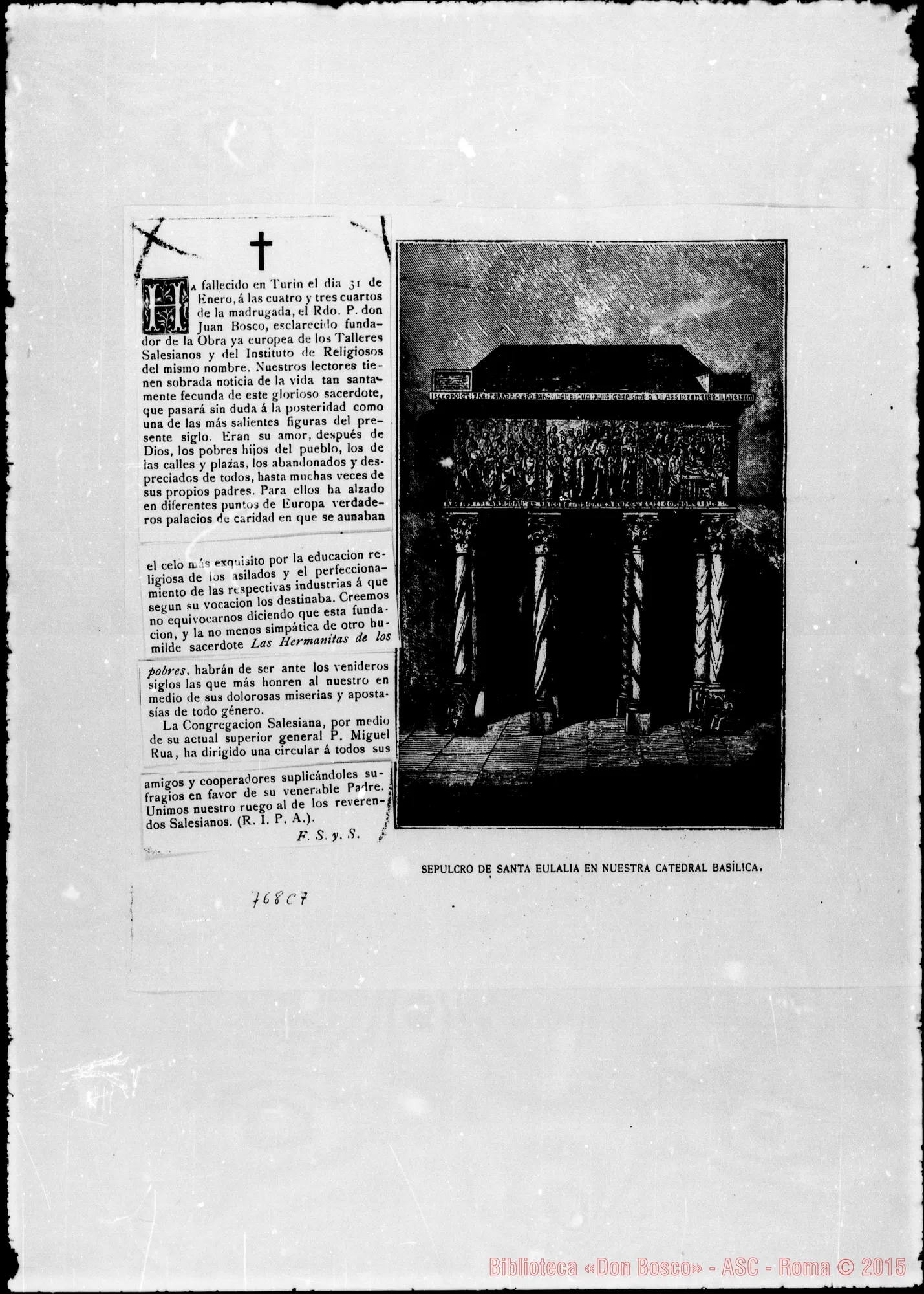 Fotogramma C 7 — «Revista popular». Nota necrológica