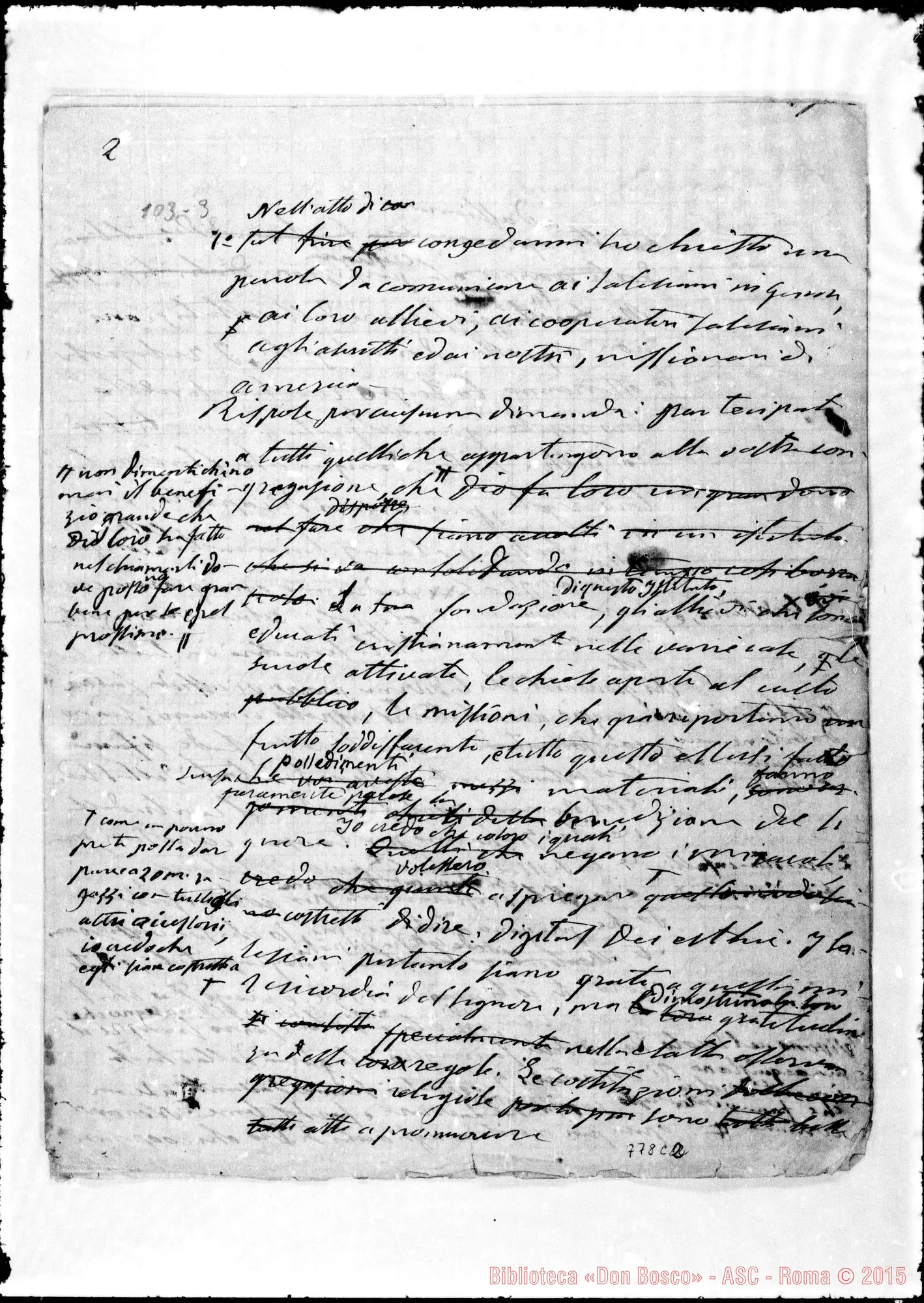 Fotogramma C 2 — Udienza del S. Padre Leone XIII avuta il 16 marzo 1878 W2 di sera. Ms. Bosco