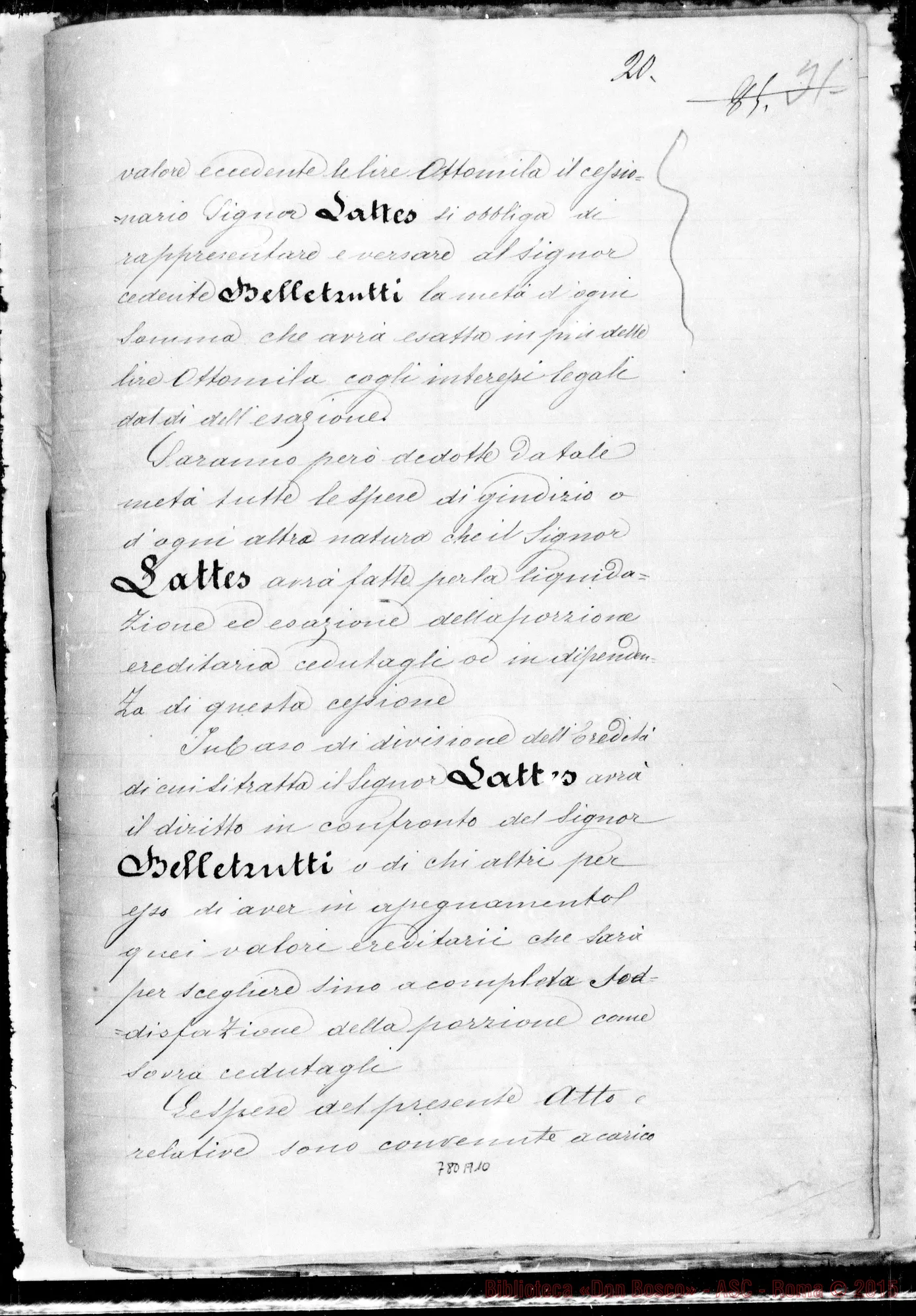 Fotogramma A 10 — Pretura di Torino: Bosco-Belletrutti: Elenco- Mutuo- Cauzione- Cessione, etc…