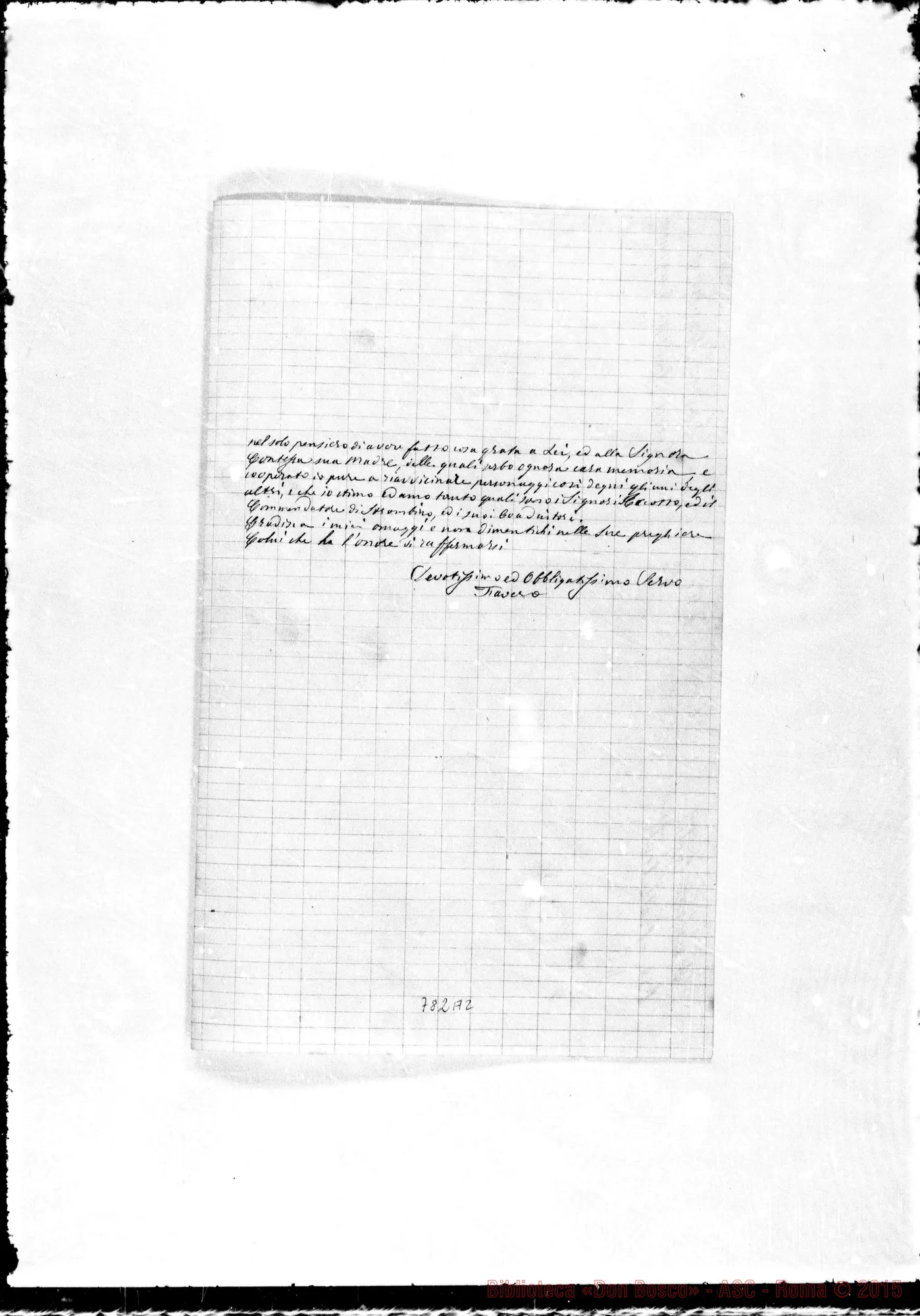 Fotogramma A 2 — Lettera: Can. Favero-Leone Contessa Eugenia