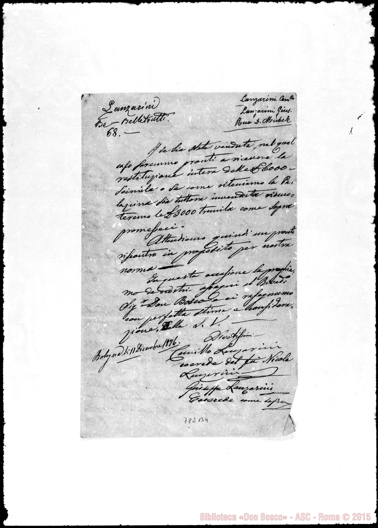 Fotogramma B 4 — Lettera: Lanzarini-Rua