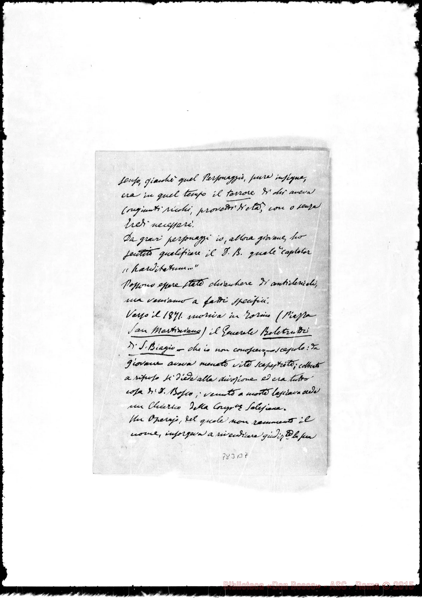 Fotogramma B 7 — Lettera: Avvocato Accusani-Eminentissimo Principe. 11-2-1878