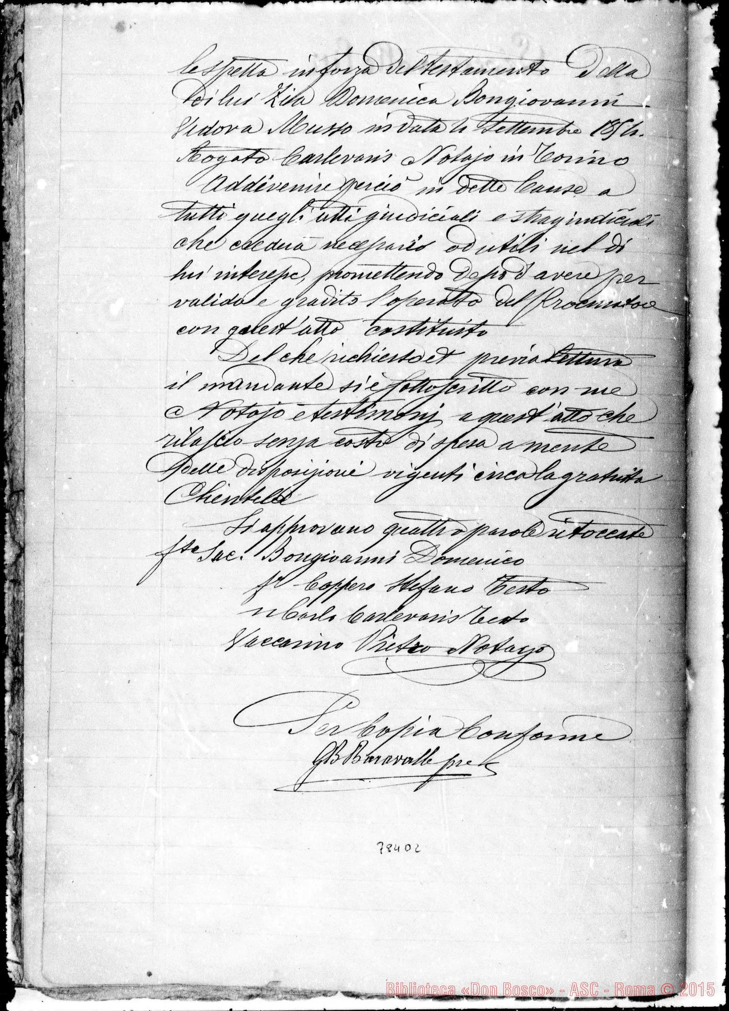 Fotogramma D 2 — Tribunale Civile di Torino contro D. Bosco