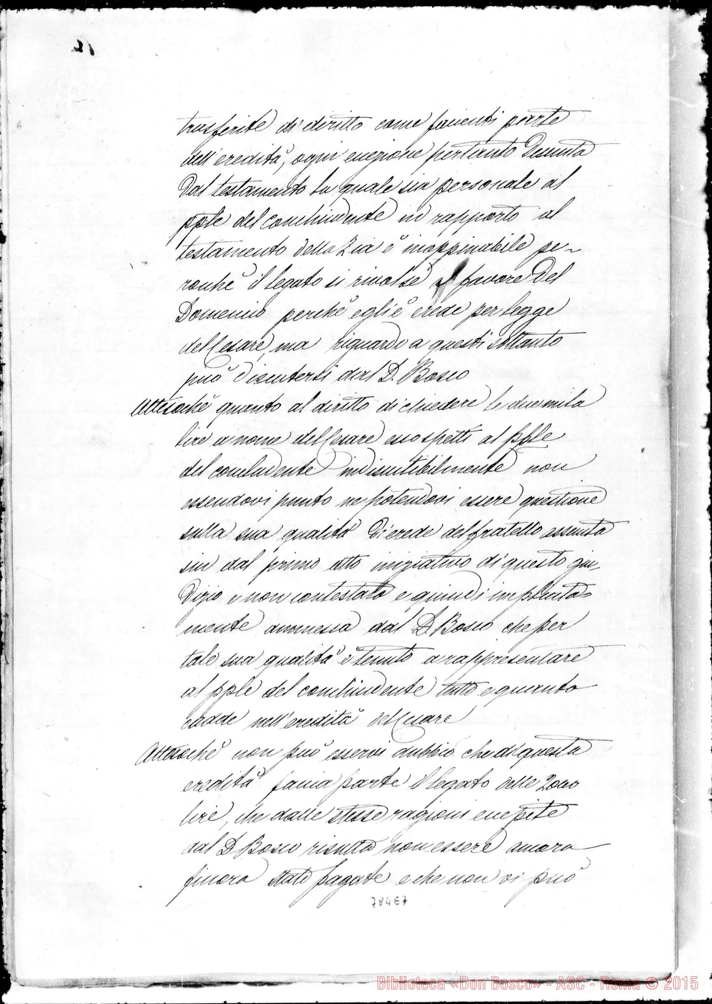 Fotogramma E 7 — Tribunale Civile di Torino contro D. Bosco