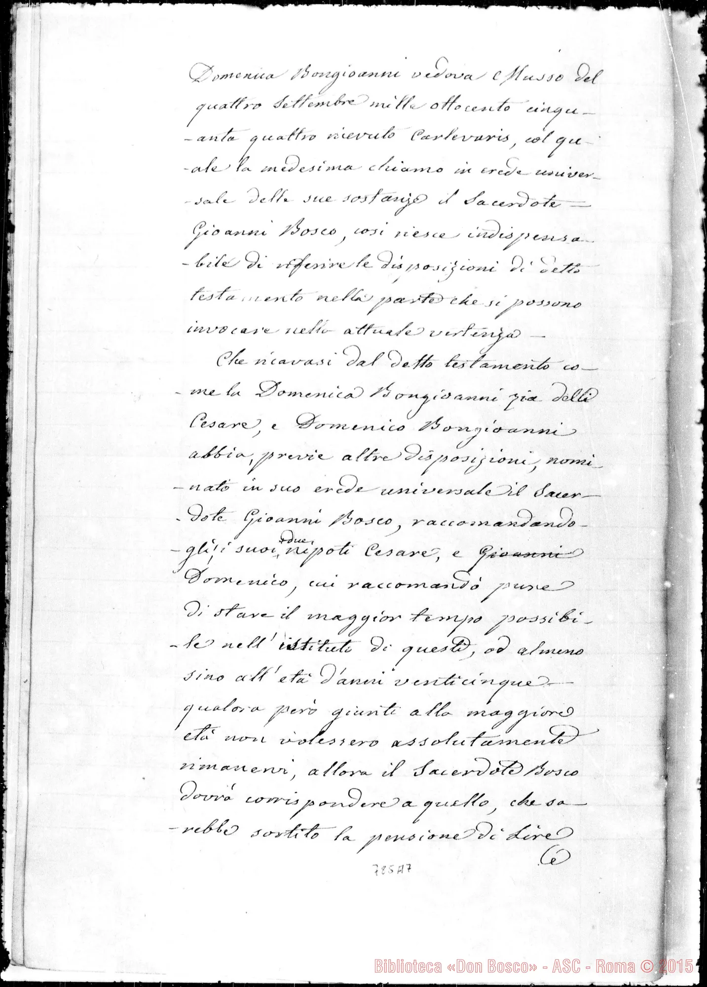 Fotogramma A 7 — Tribunale Civile di Torino contro D. Bosco
