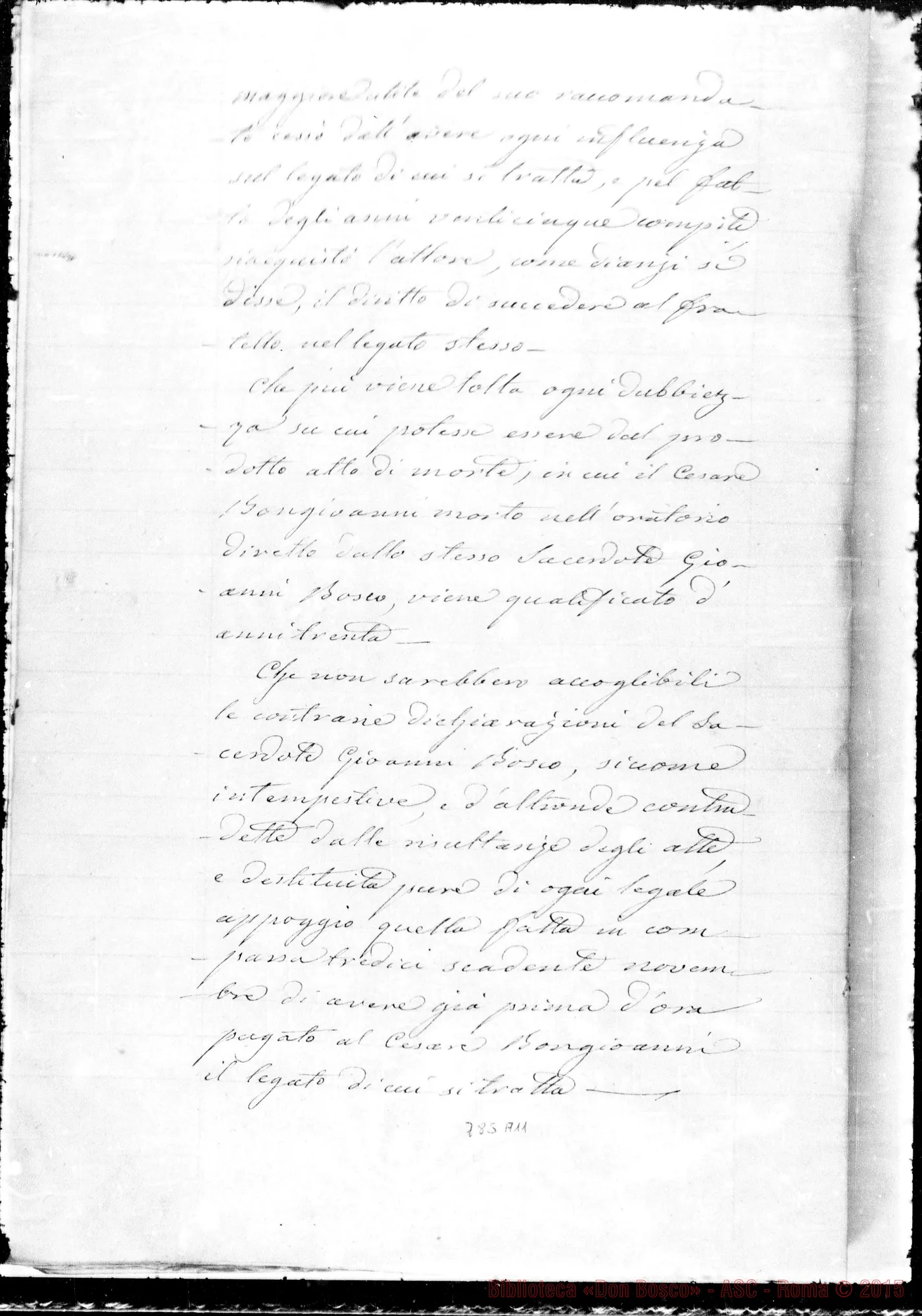 Fotogramma A 11 — Tribunale Civile di Torino contro D. Bosco