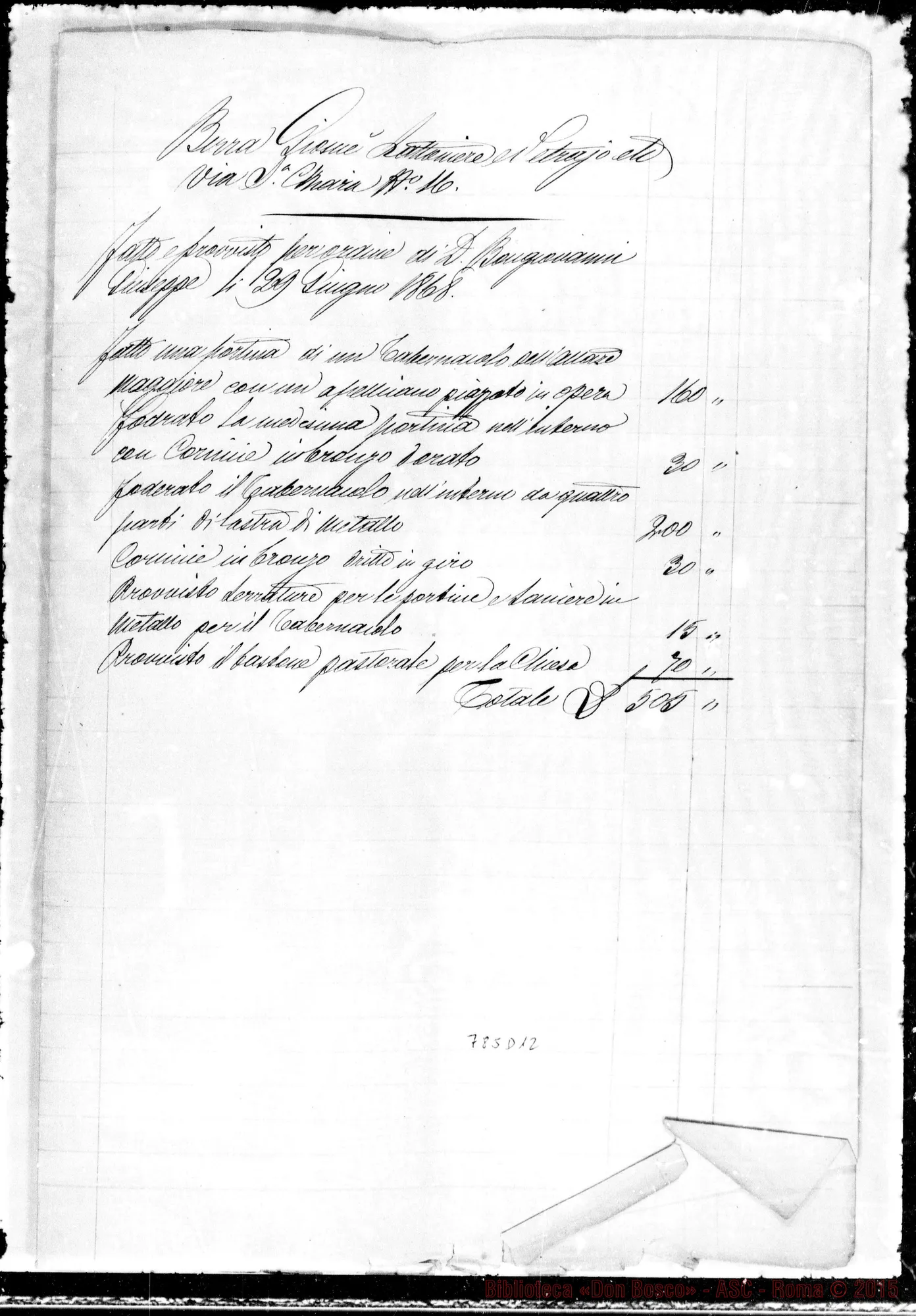 Fotogramma D 12 — Nota dei lavori…